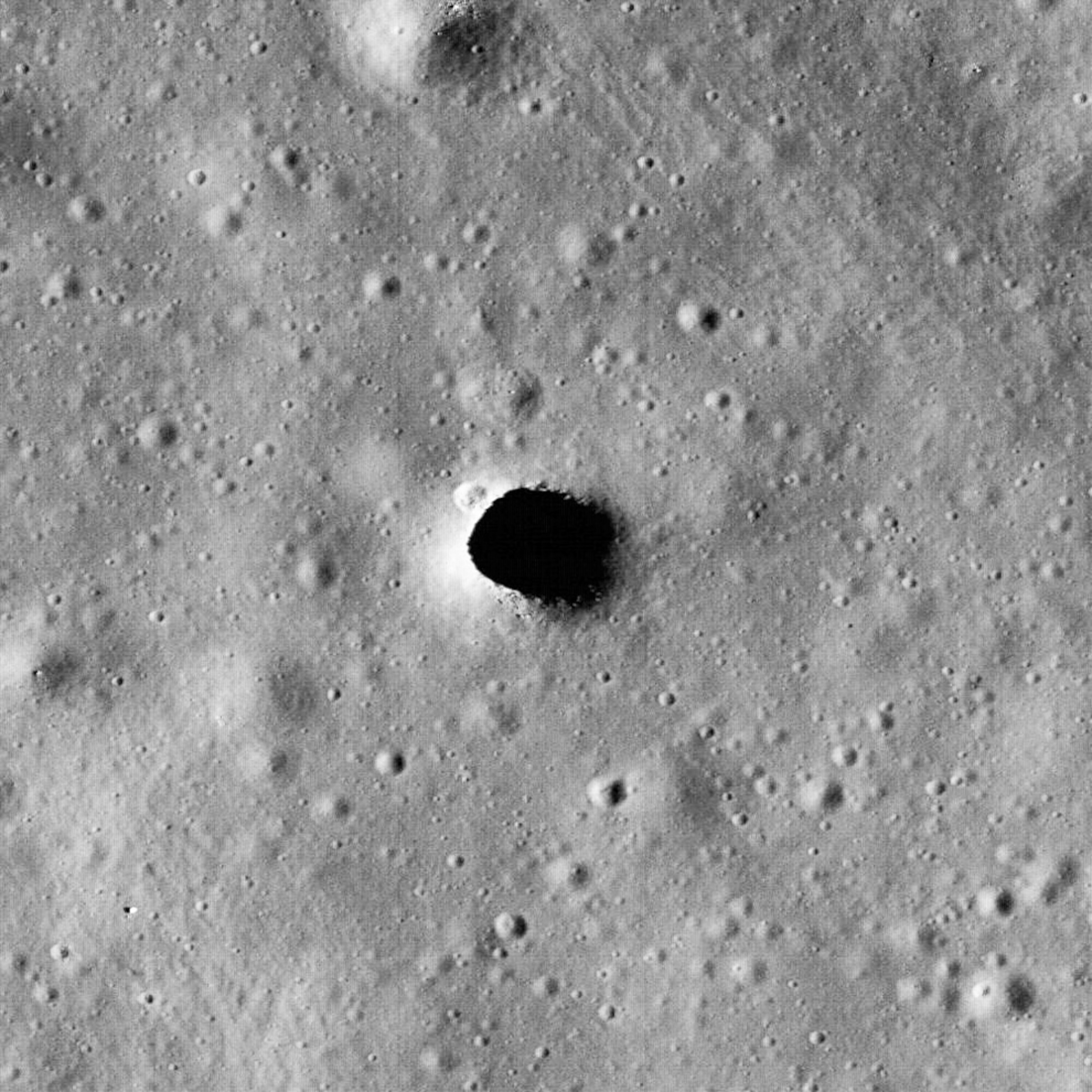 a moon cavern taken by NASA's Lunar Reconnaissance Orbiter (LRO)