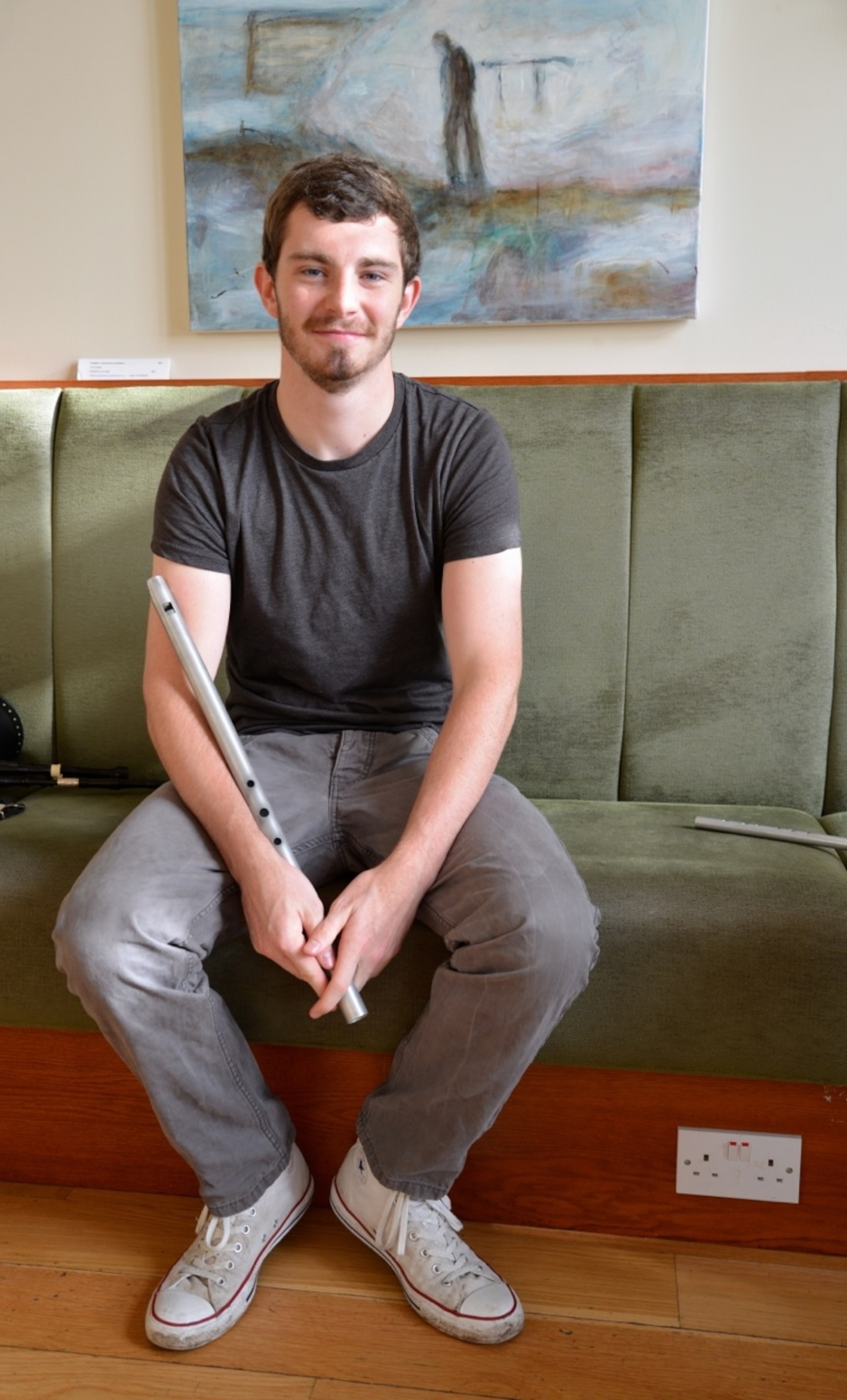 David Provan, 18, who works at Langass Lodge in North Uist, studies bagpipes at the nearby University of Highlands and Islands. (Photo by Andrew Evans, National Geographic Traveler)