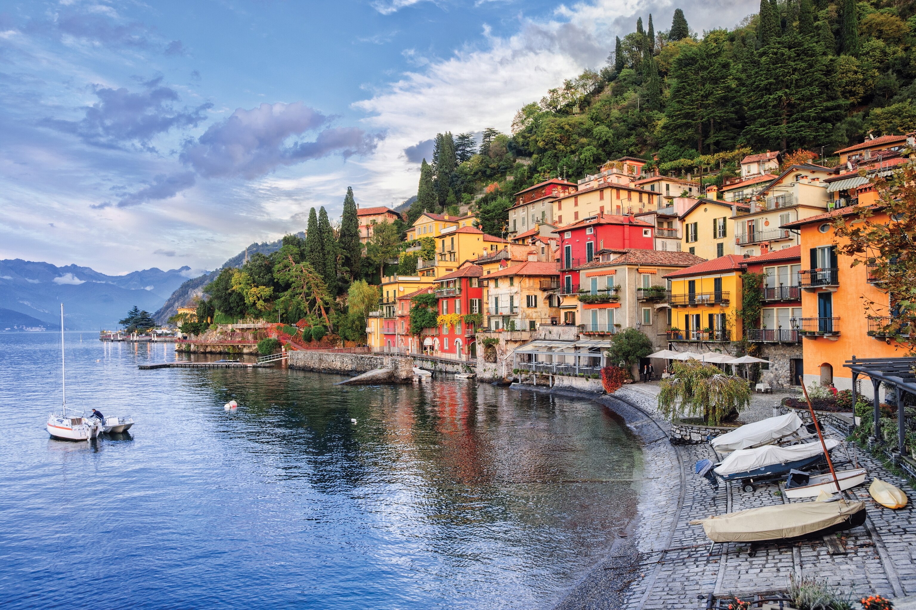 colorful villages along Lake Como.