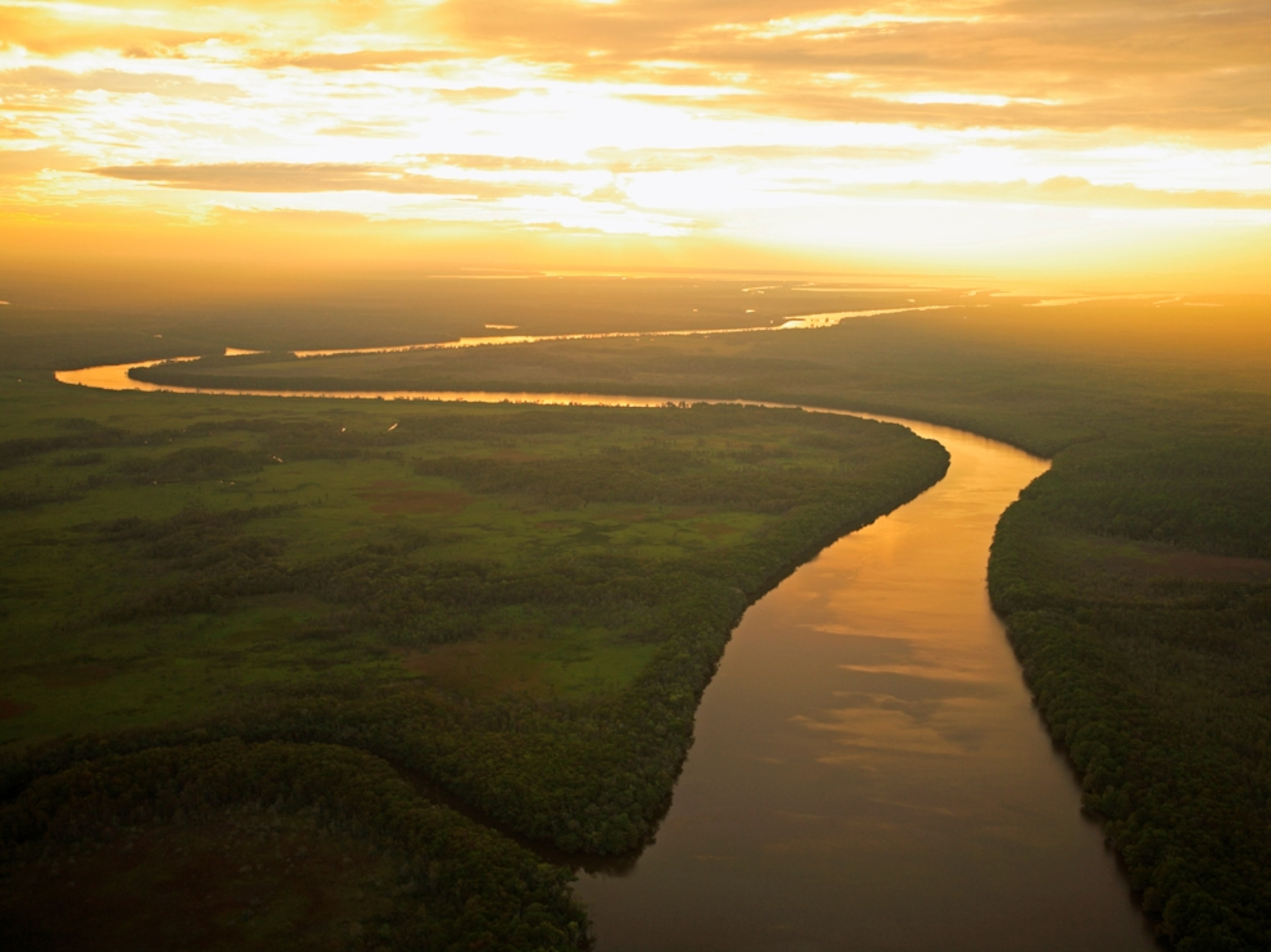 Aerial picture of the Apalachicola River in northern Florida
