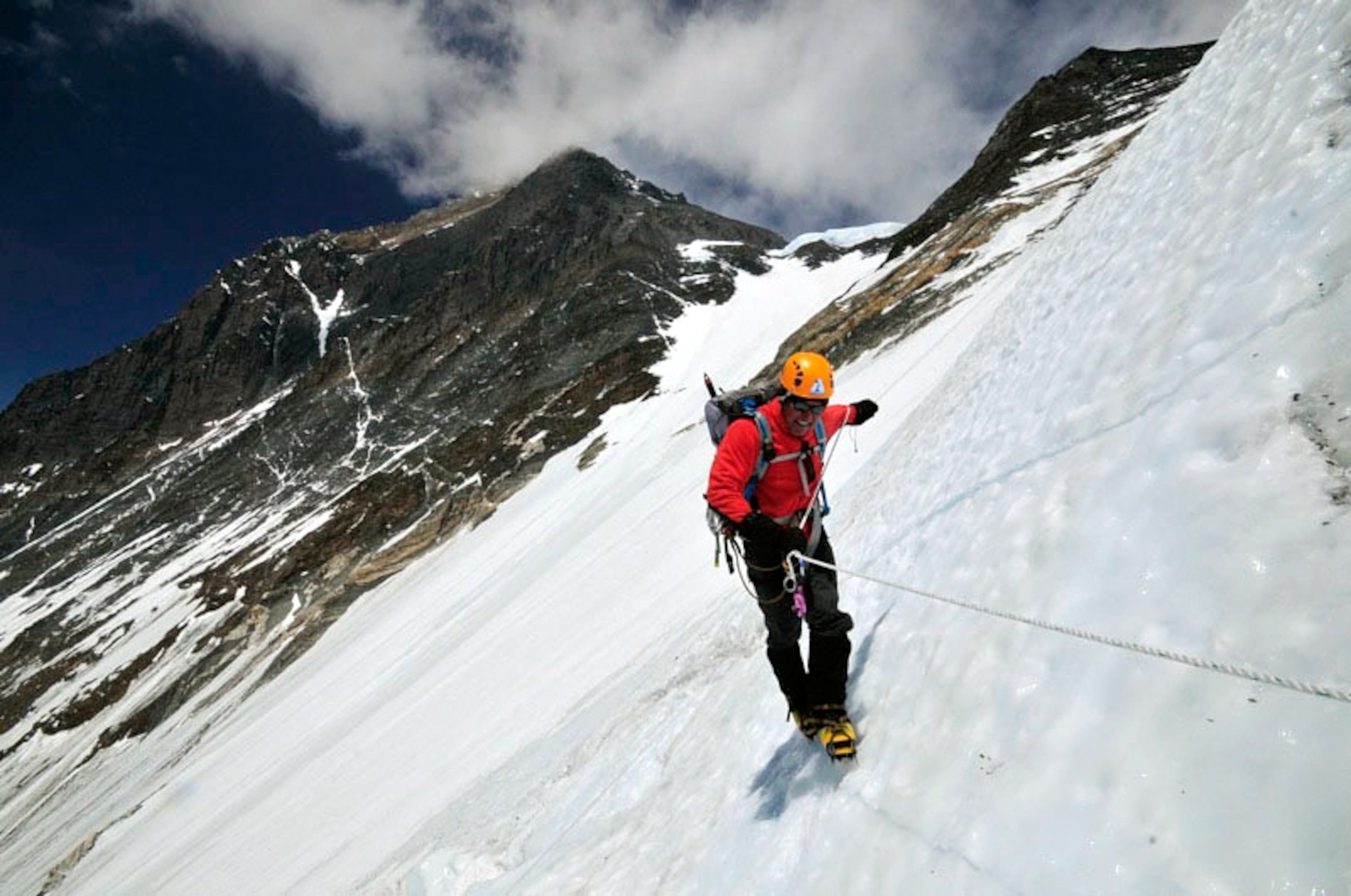 Ed Viesturs descending from his first visit to Camp 3 on Everest