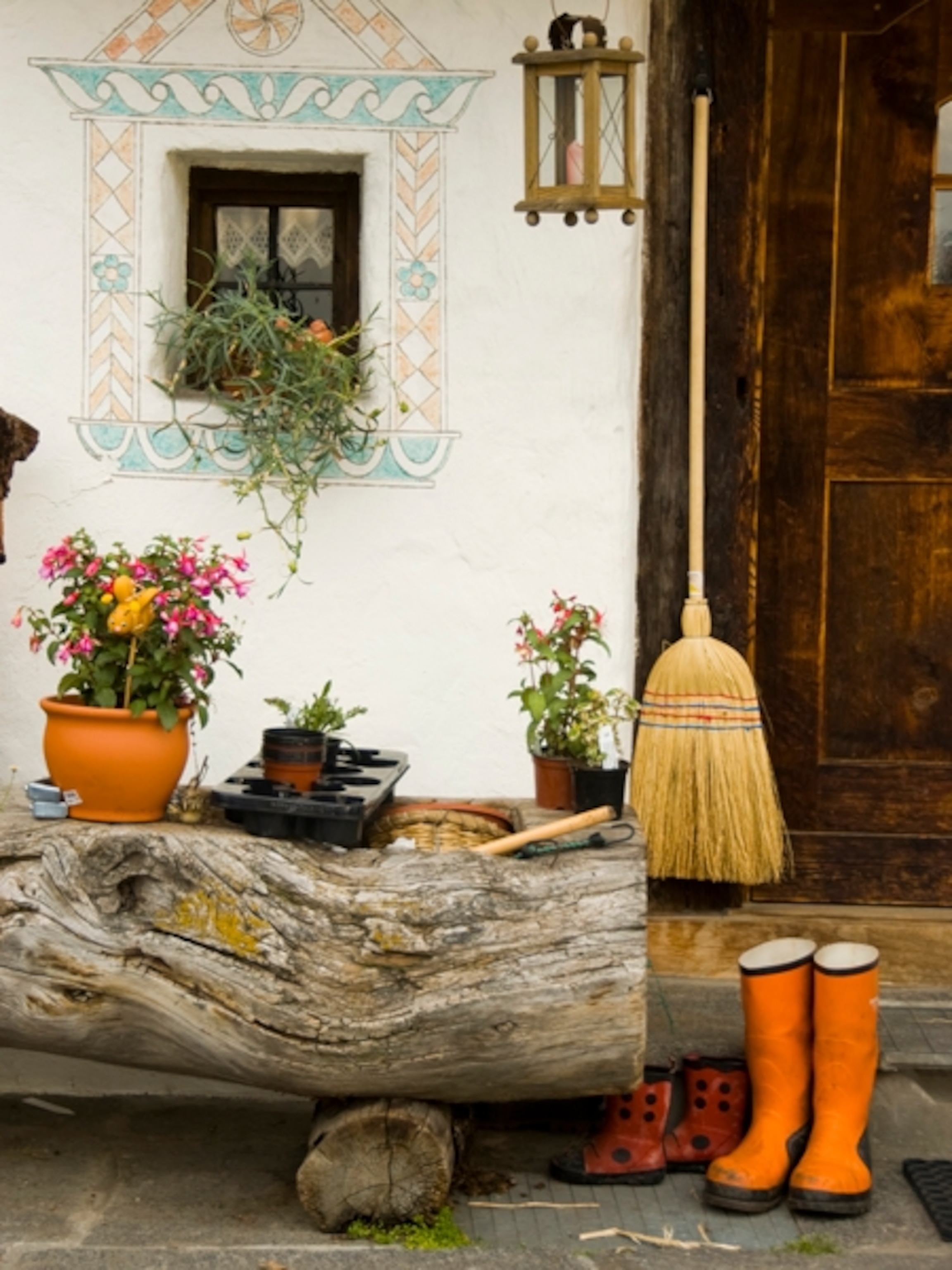 a facade in a Swiss village