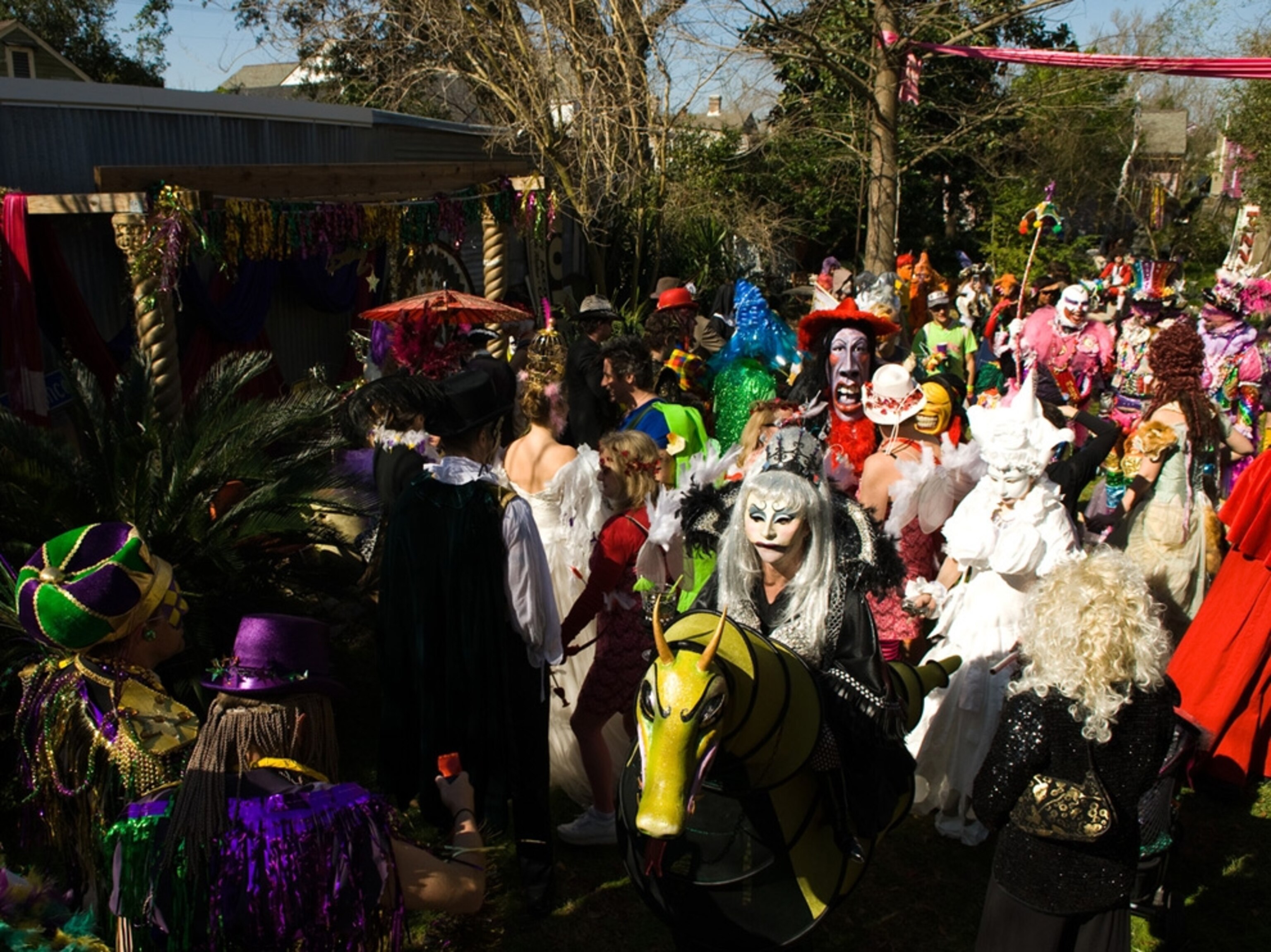 Parade participants gather, Mardi Gras, New Orleans