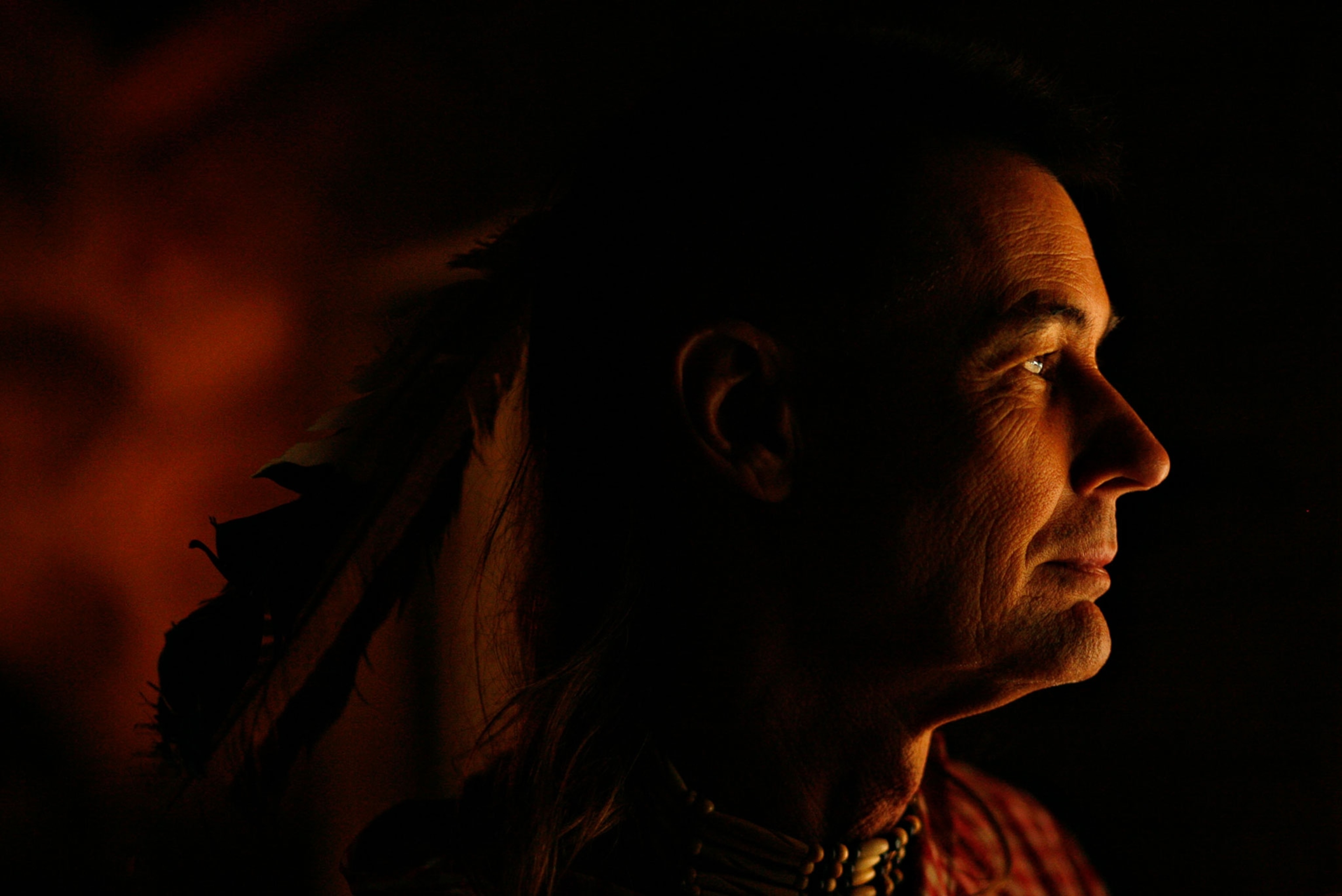 man in native american dress