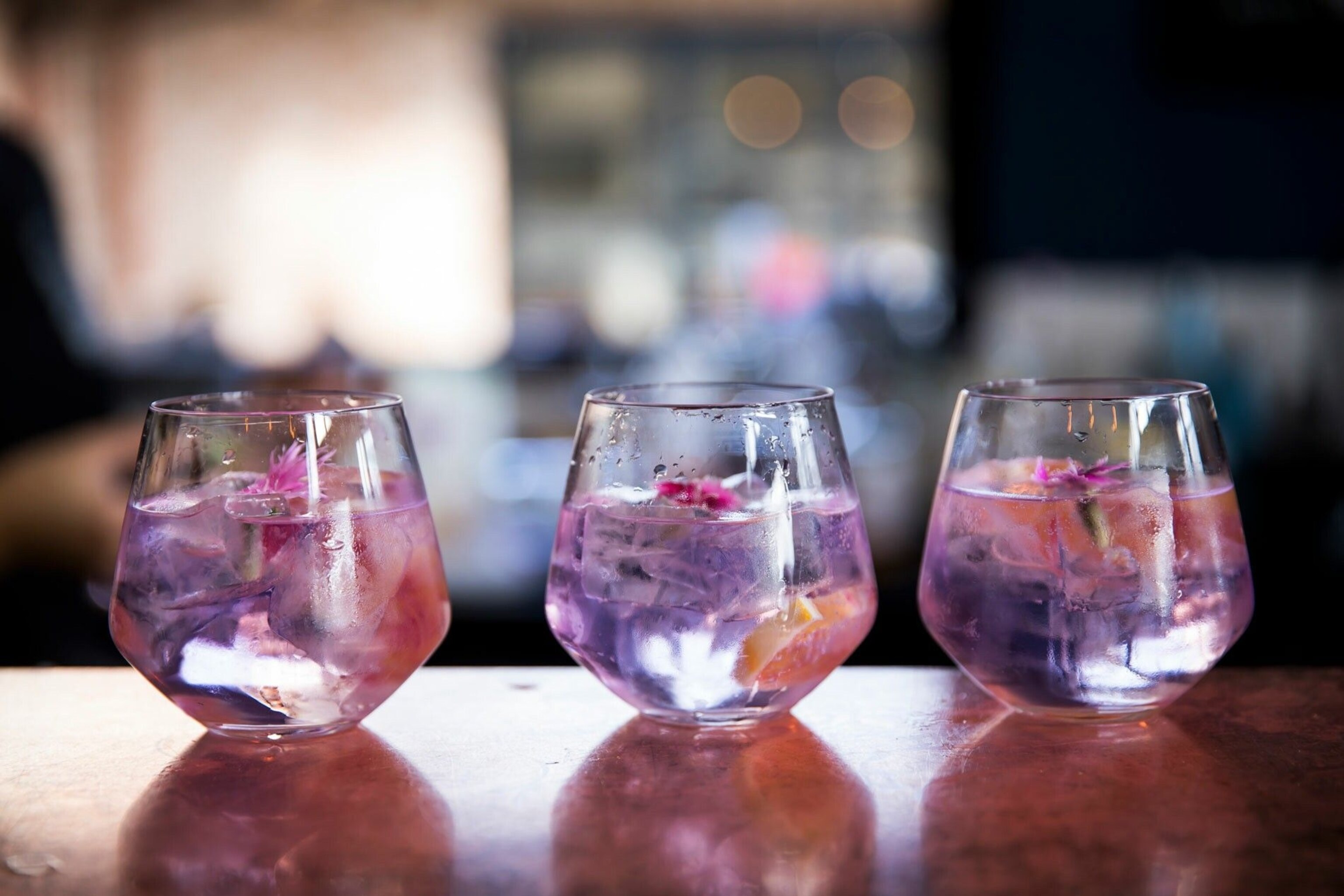 Ink Gin cocktails on the menu at Husk Distillers in North Tumbulgum.