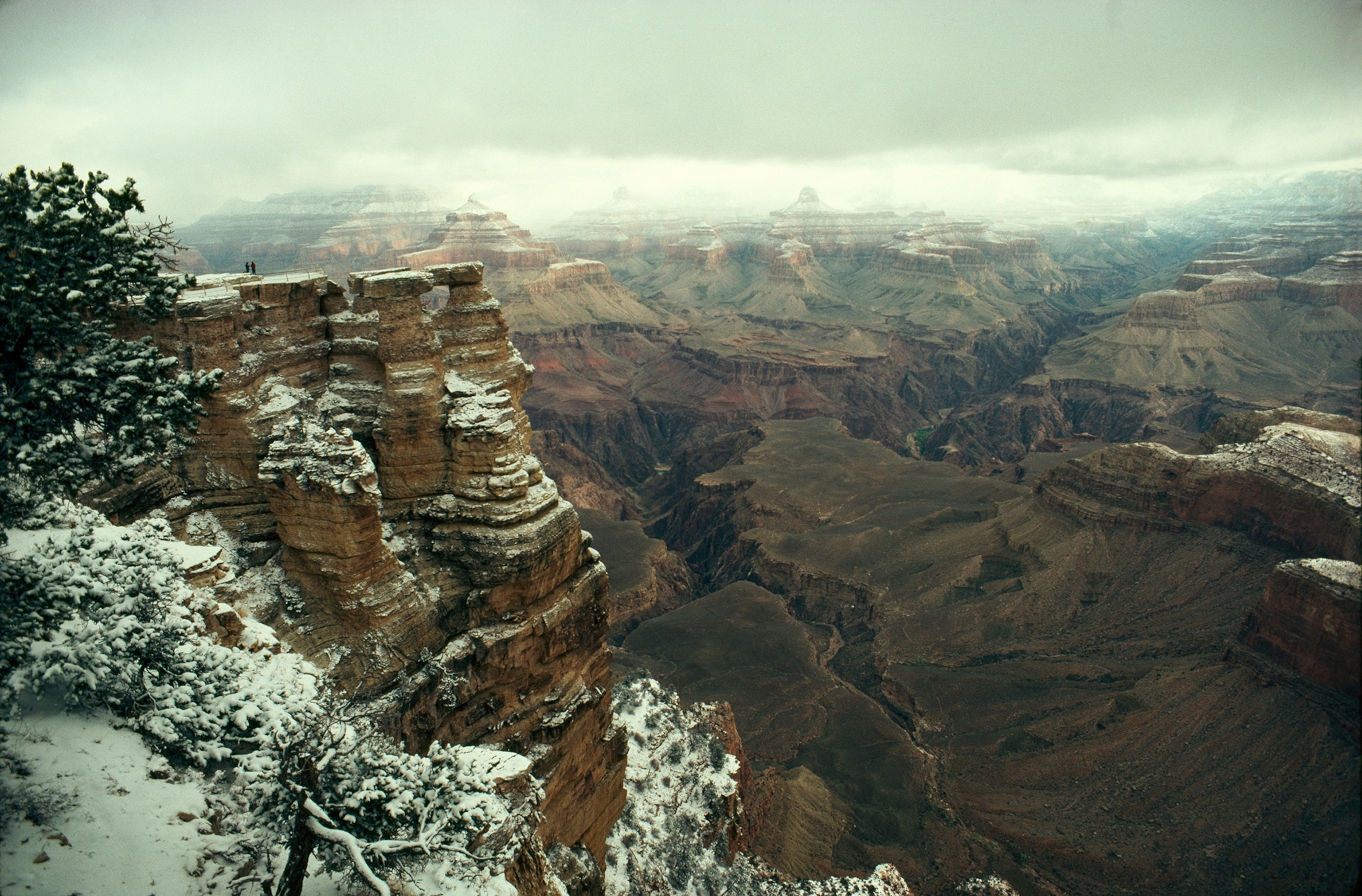 An aerial view of the Grand Canyon's South Rim.