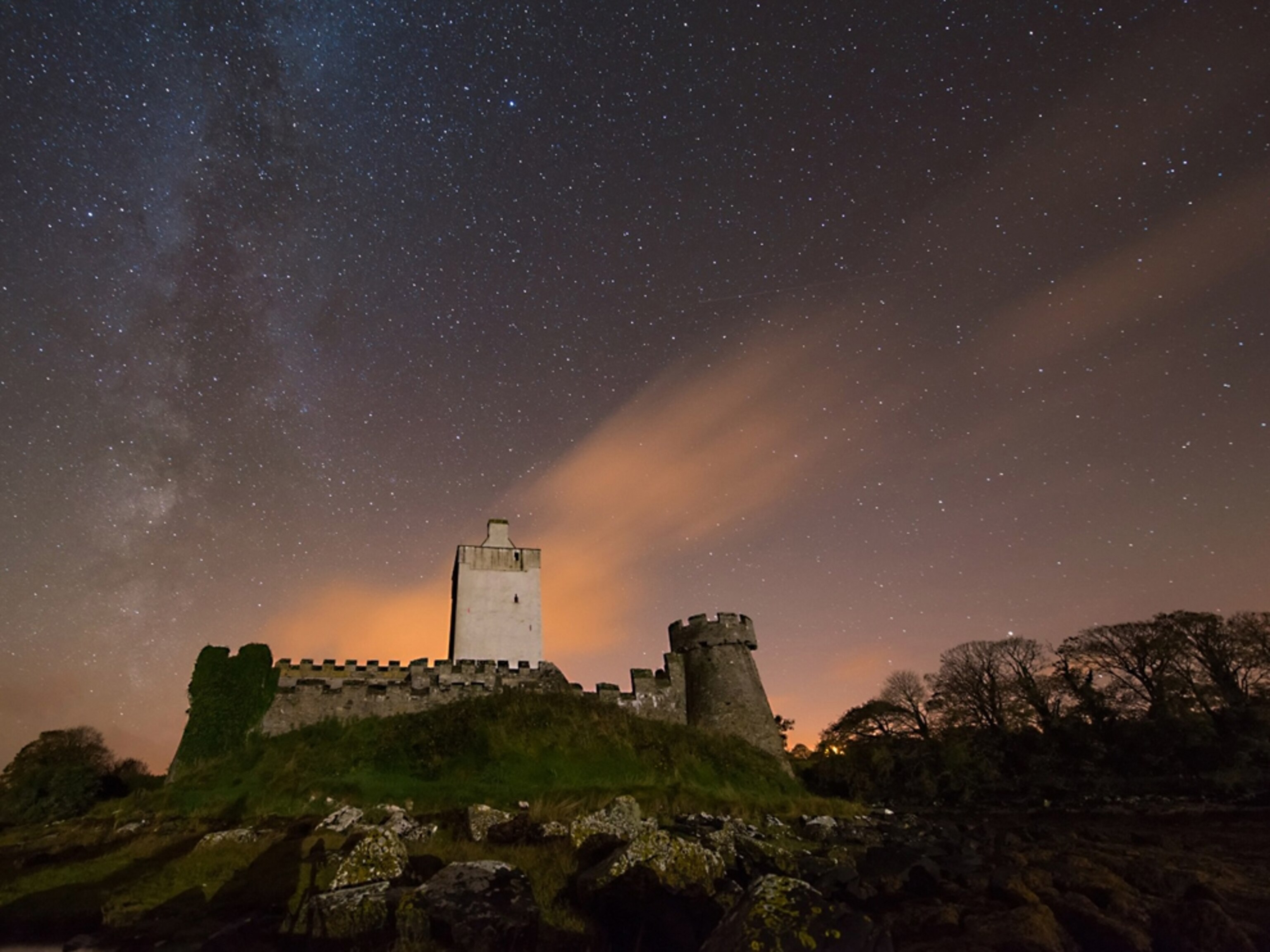Milky Way visible over Doe Castle, Donegal, Ireland