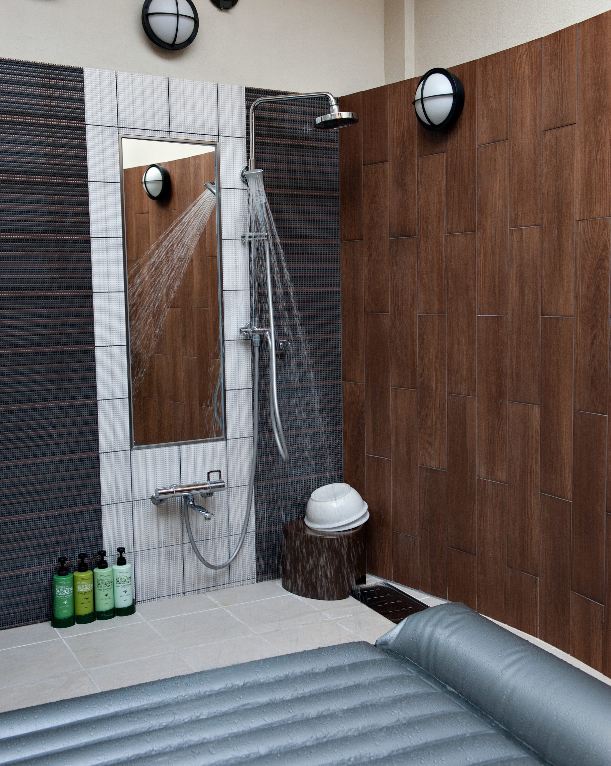 an inflatable mattress in a room in the Hotel Parisa love hotel in Tokyo, Japan