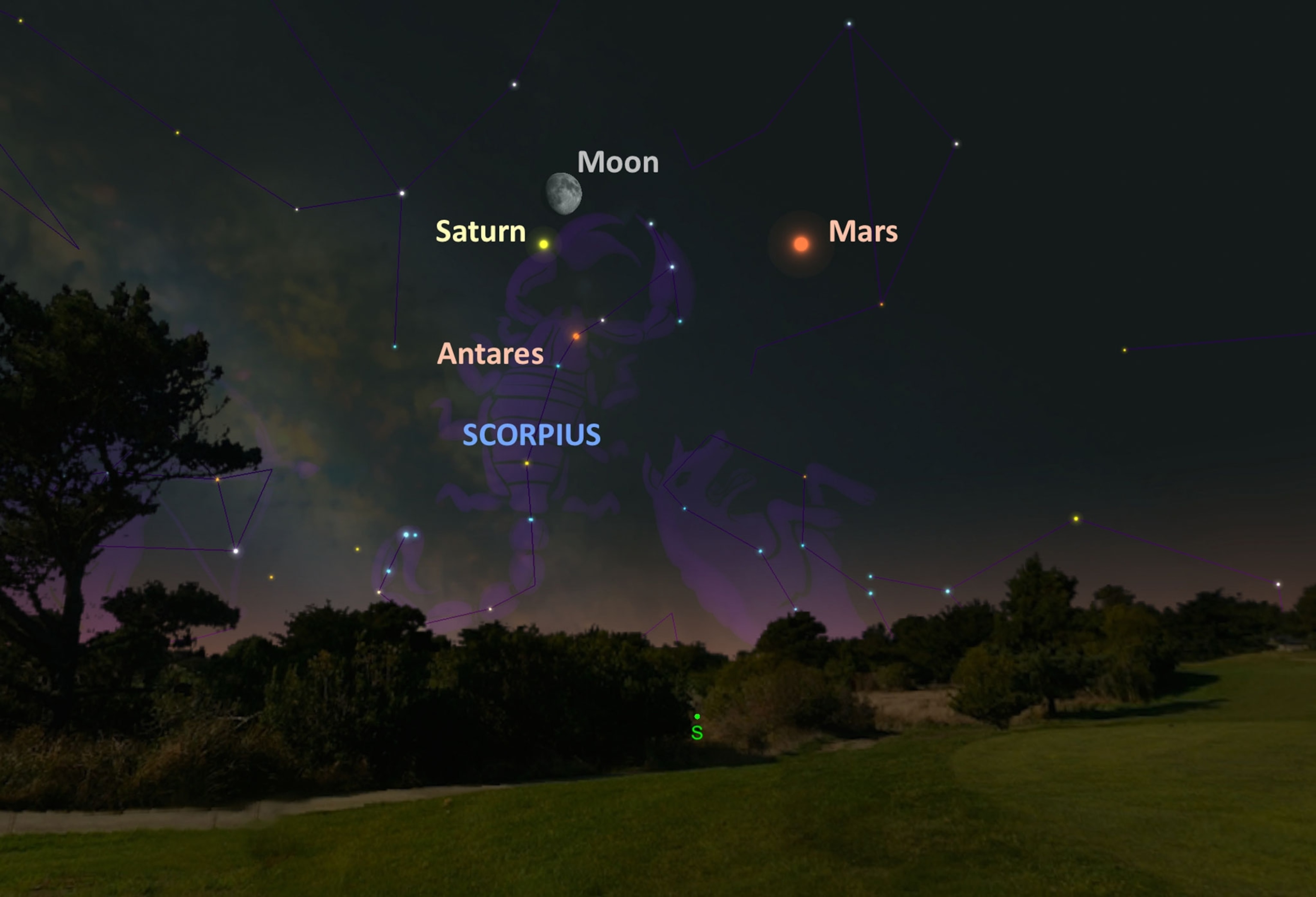 the moon hovering over Saturn