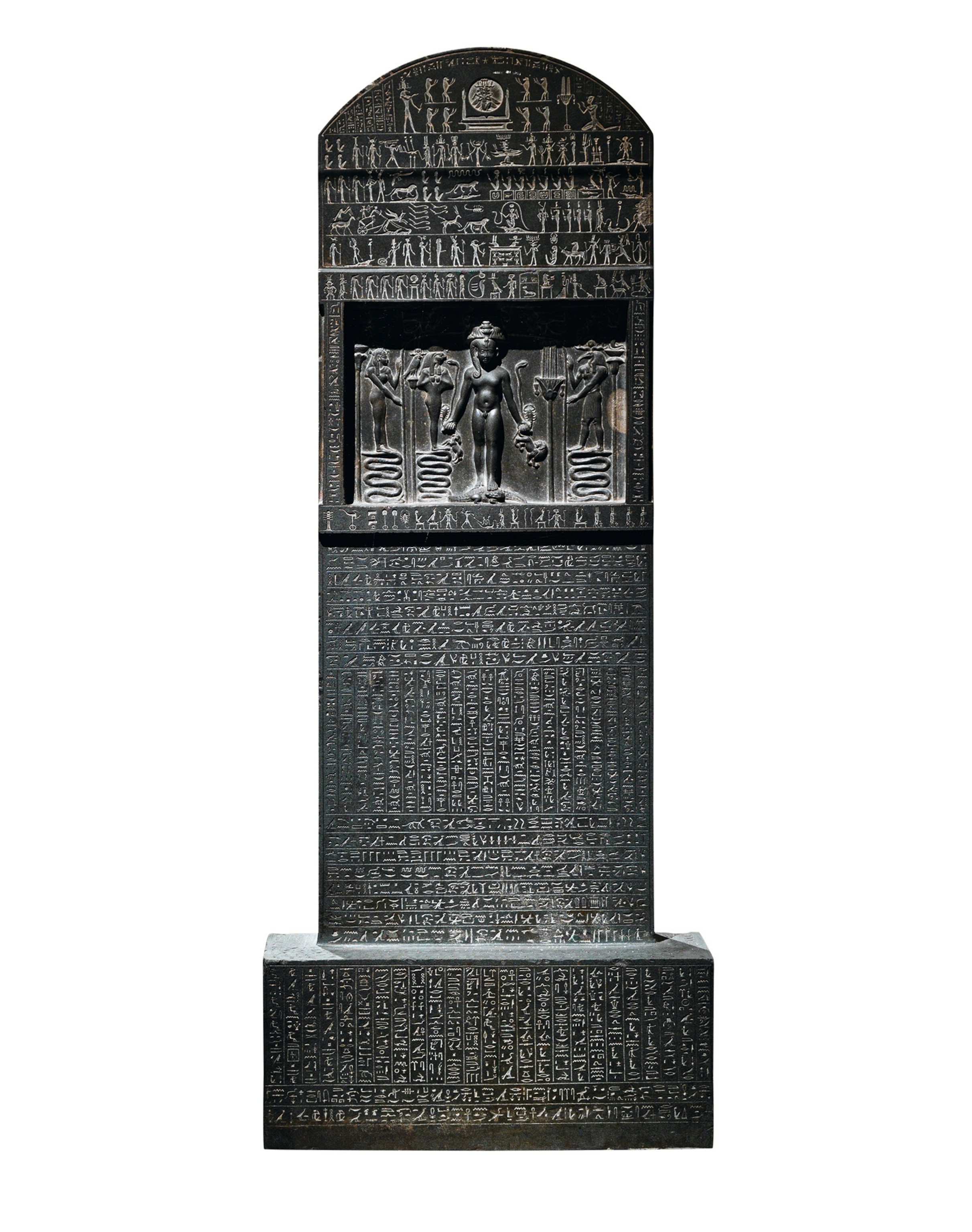 The Metternich stela is pictured.