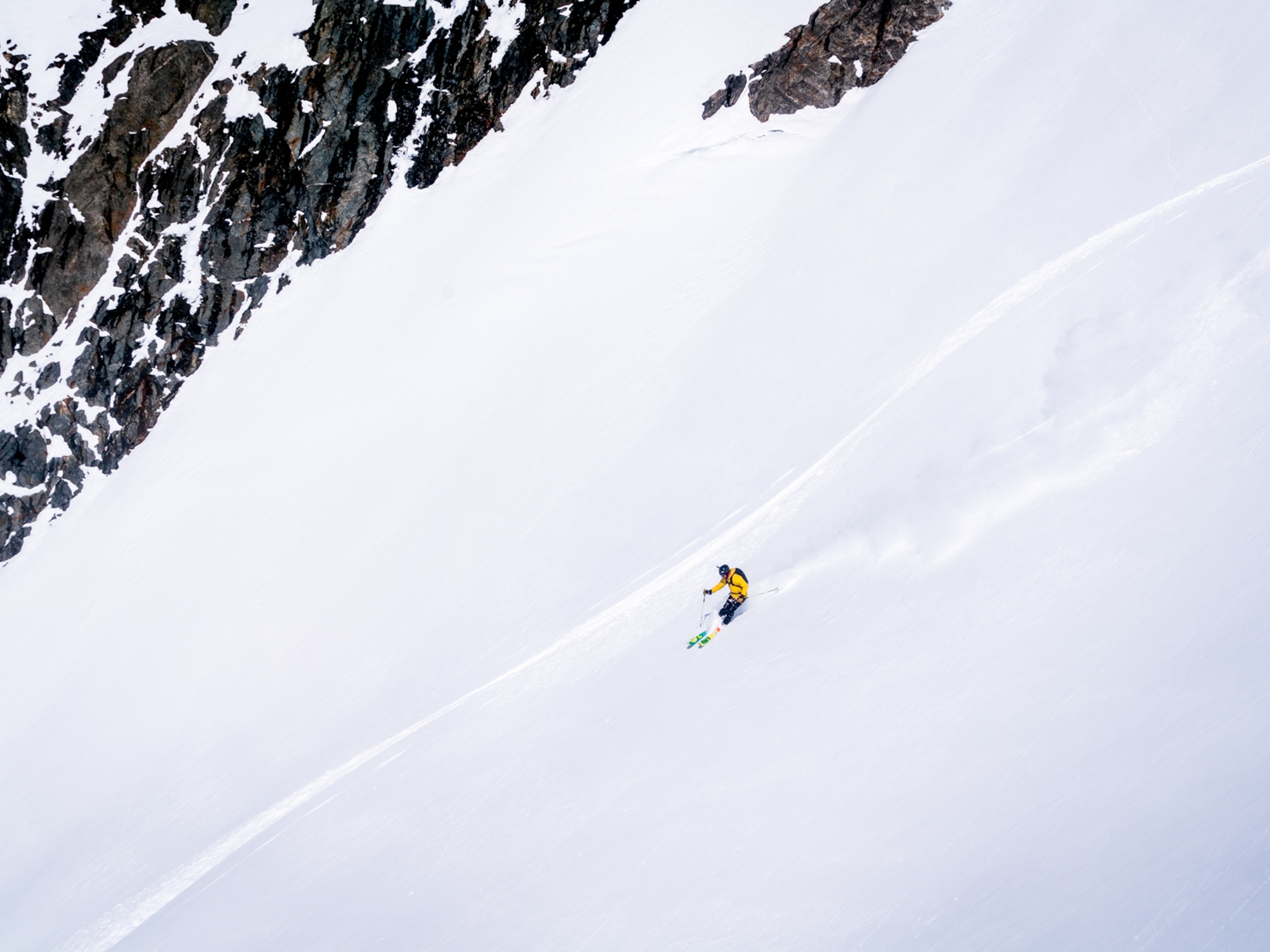 Mike Chamber skiing down a hill in Mount Blanc, France
