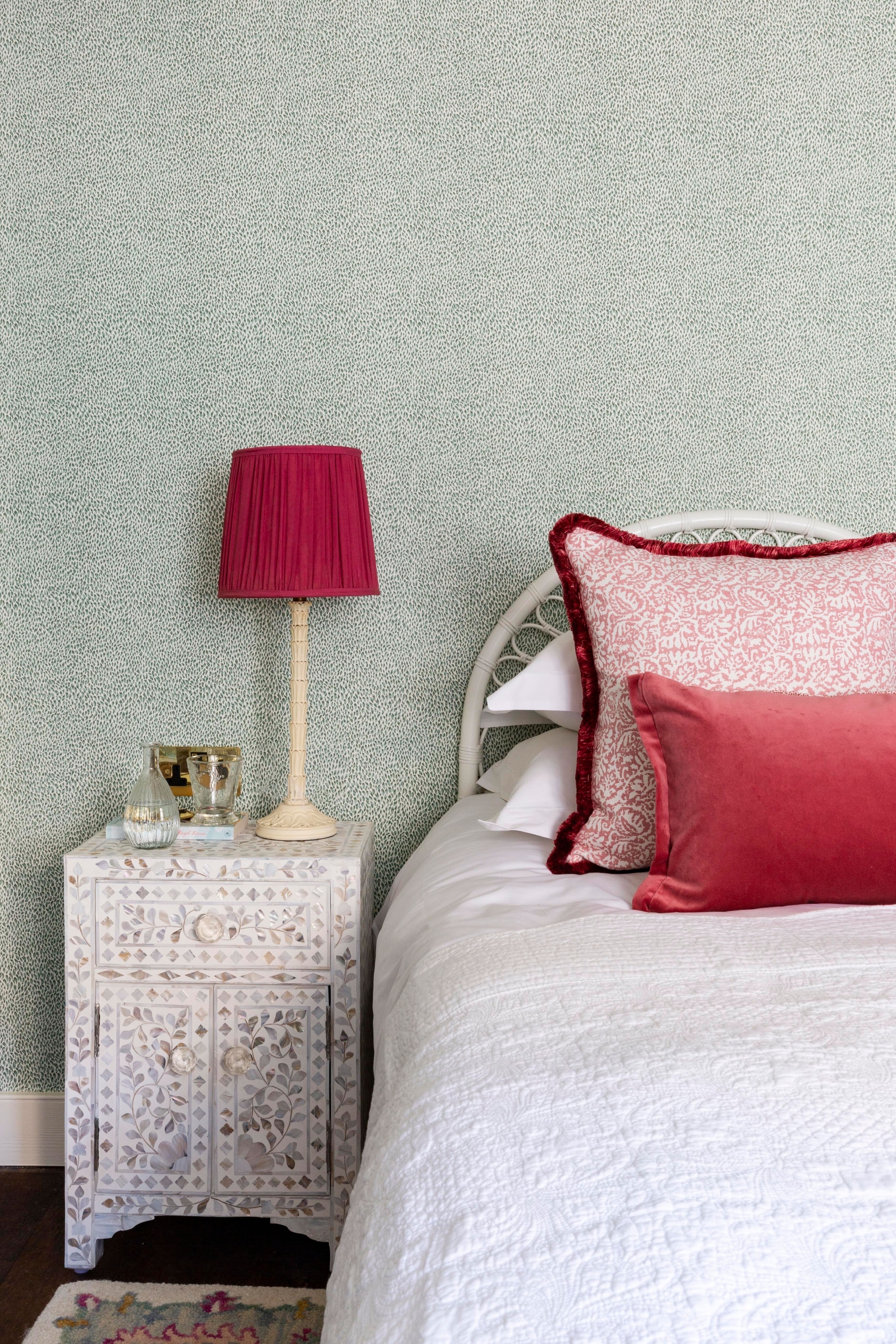 bedroom interior with red colouring