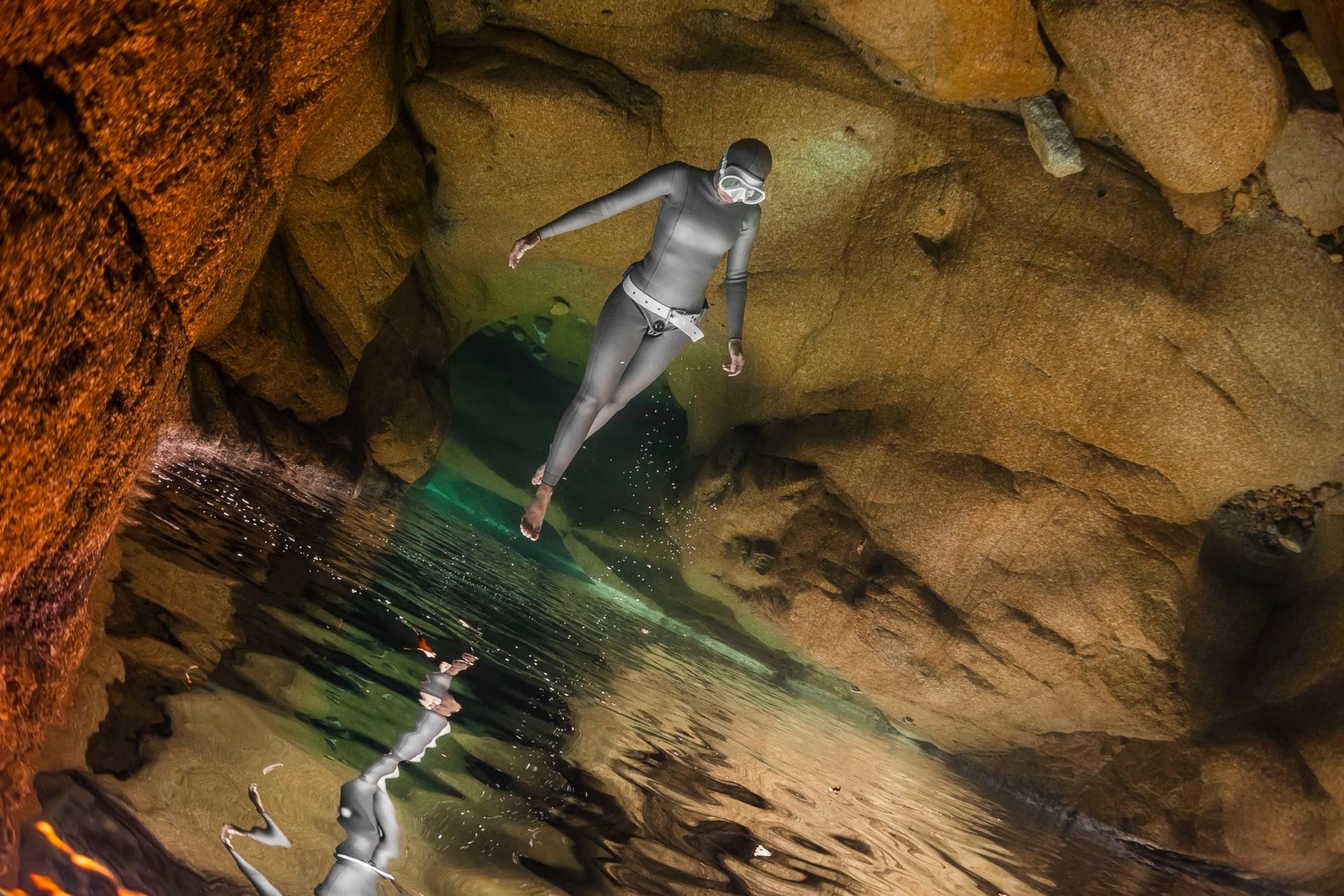 a diver underwater in Corsica, France