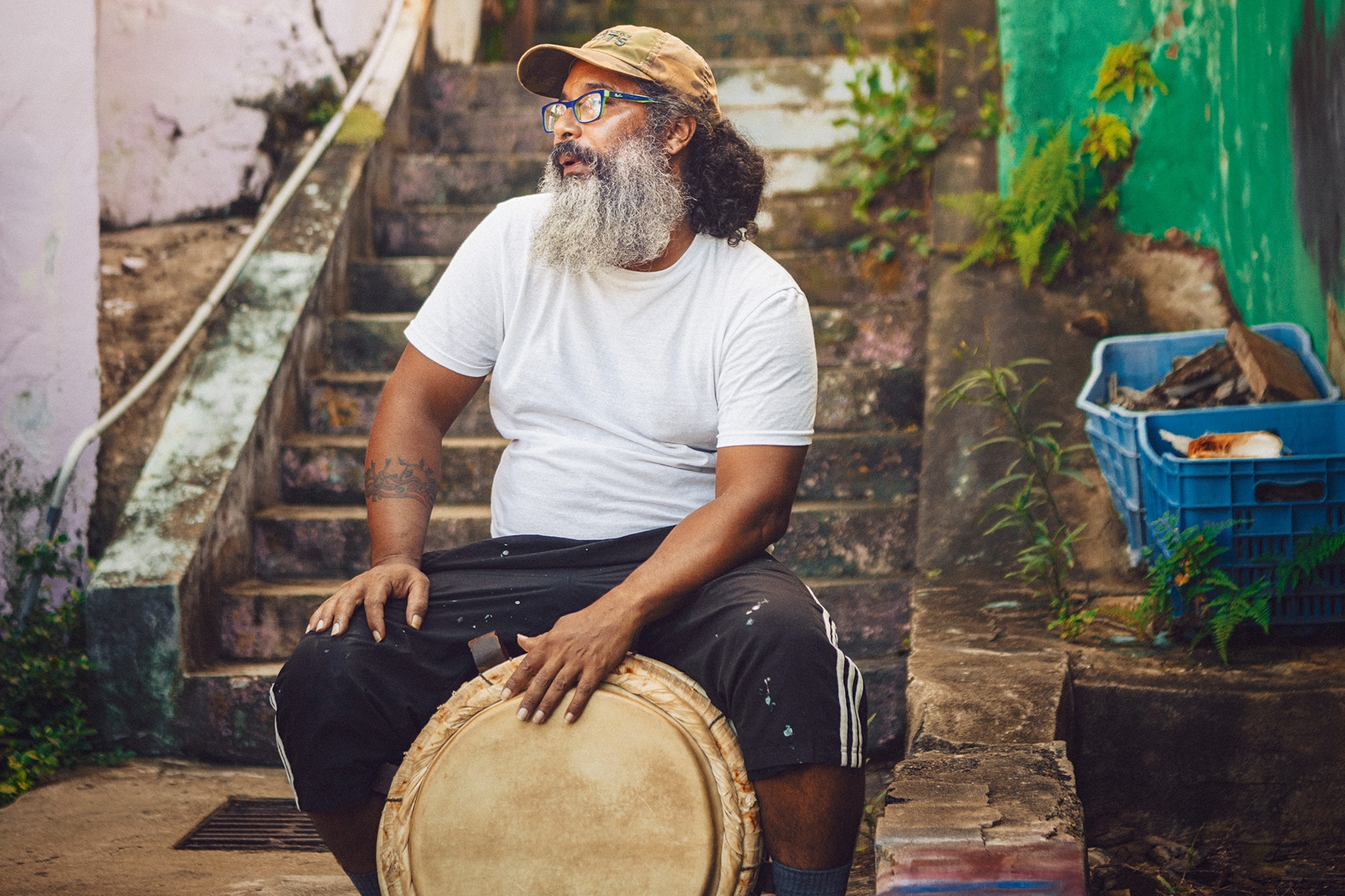 Drum maker Manuel Basquez.