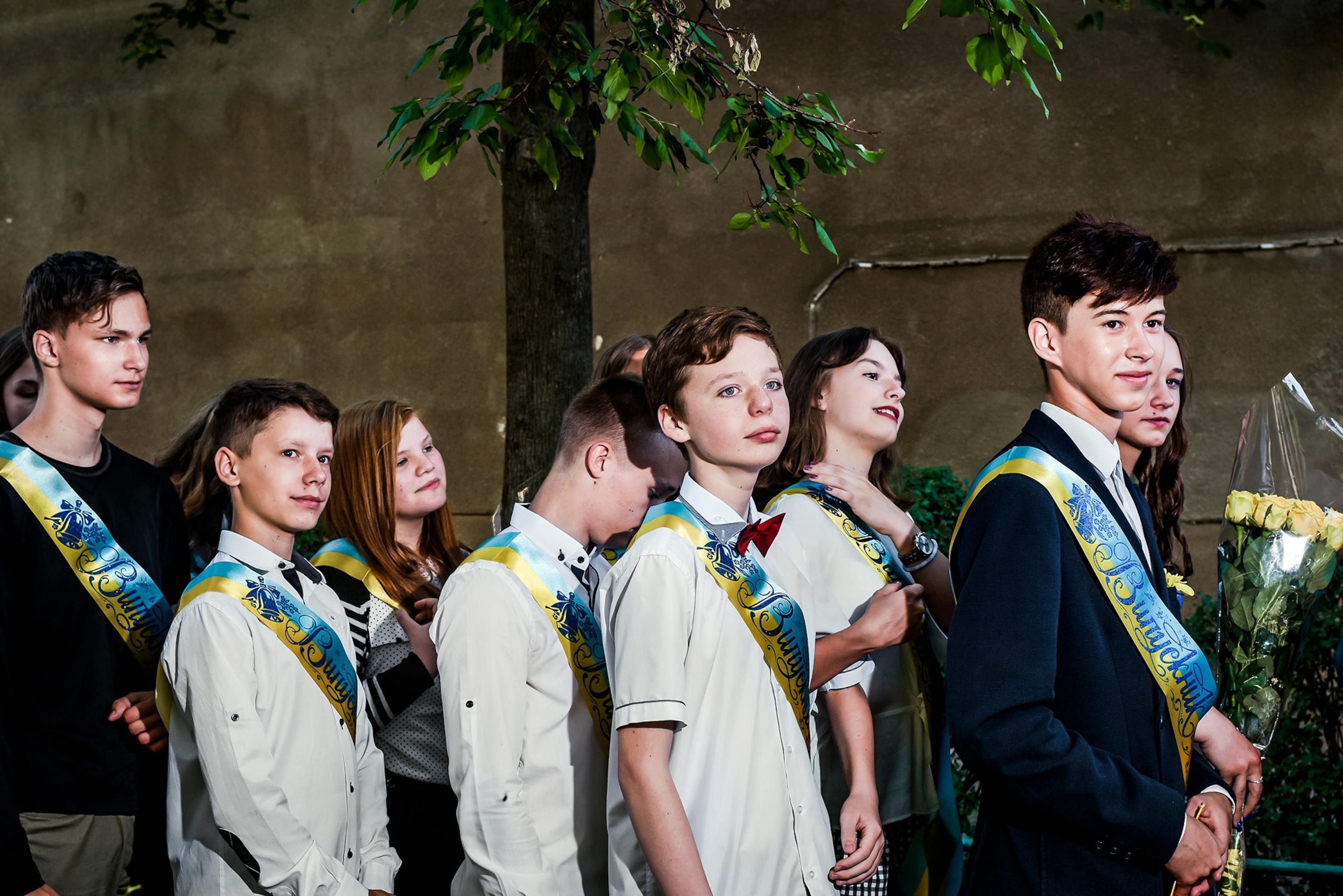 kids during the last bell ceremony on the last day of school in Kiev, Ukraine