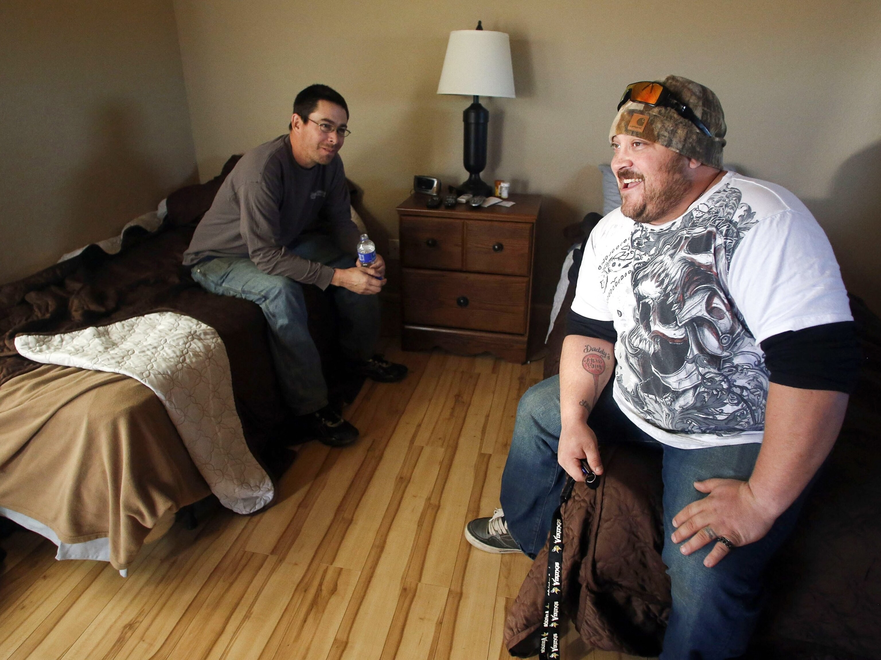 oil industry workers at a man camp near Watford City, North Dakota