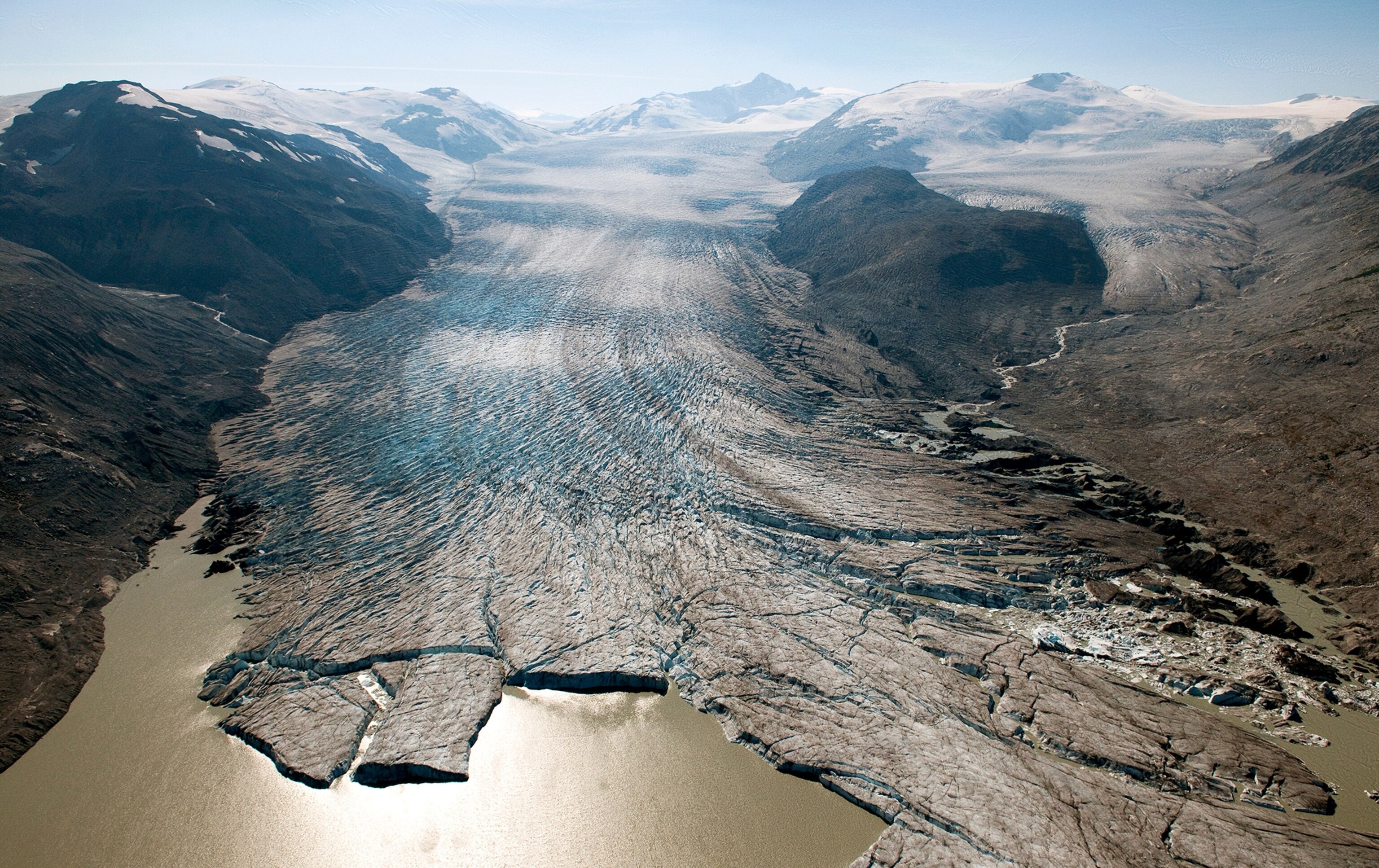 the receding Bridge Glacier.