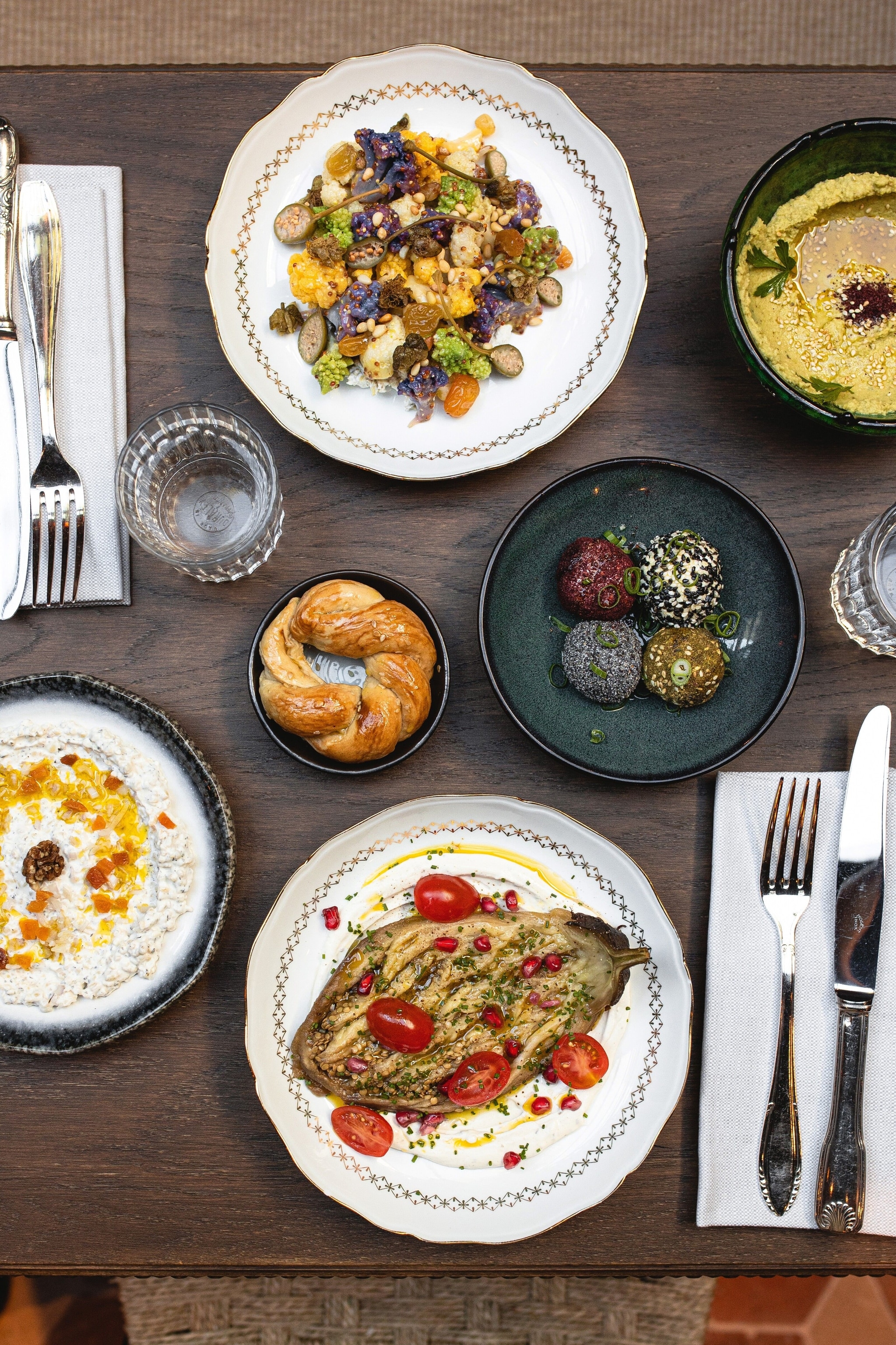 Middle Eastern-inspired plates served at Babel, a new hotel in Belleville.