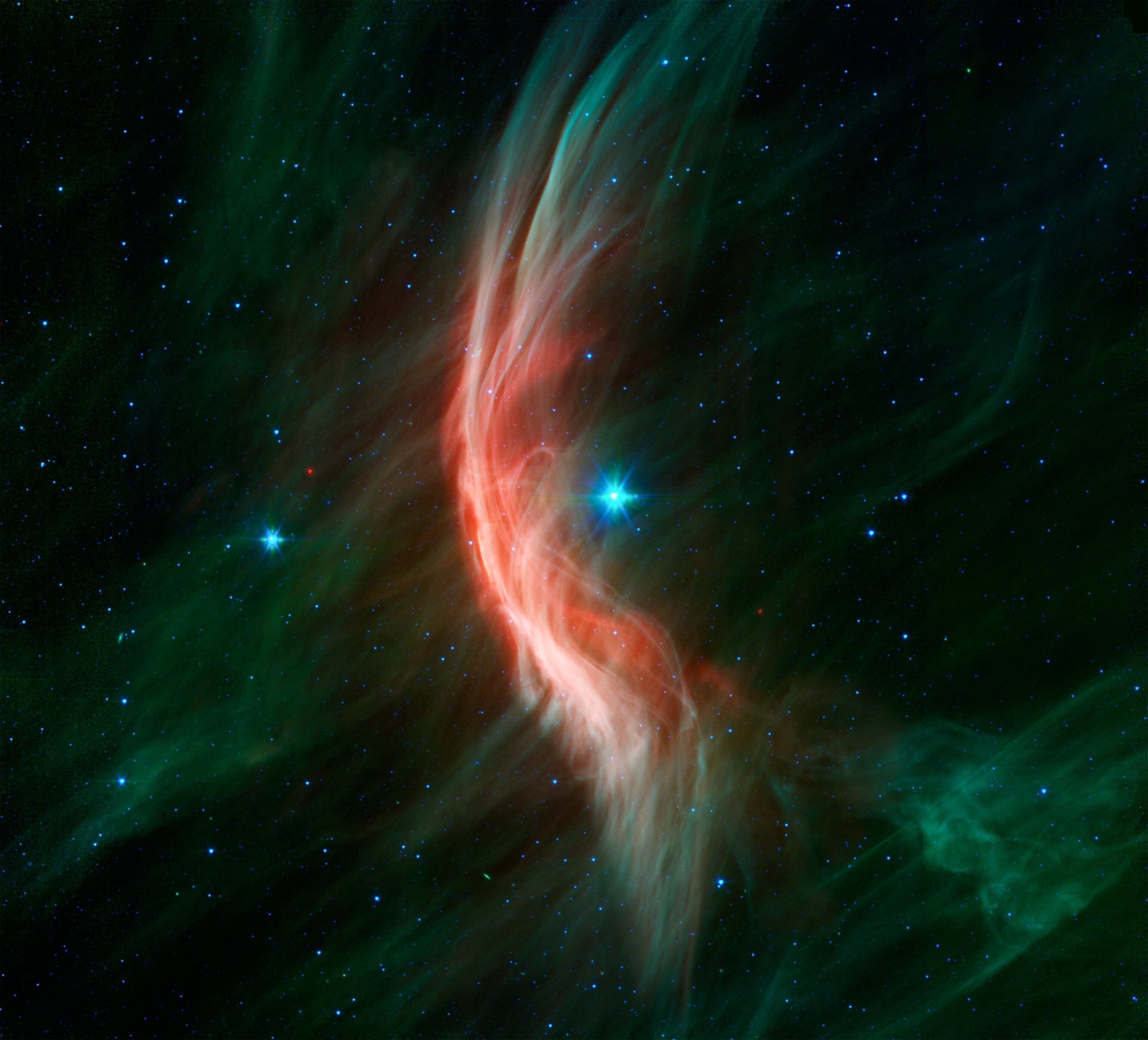 Star picture - bow shock formed by the speedy travel of a nearby star.