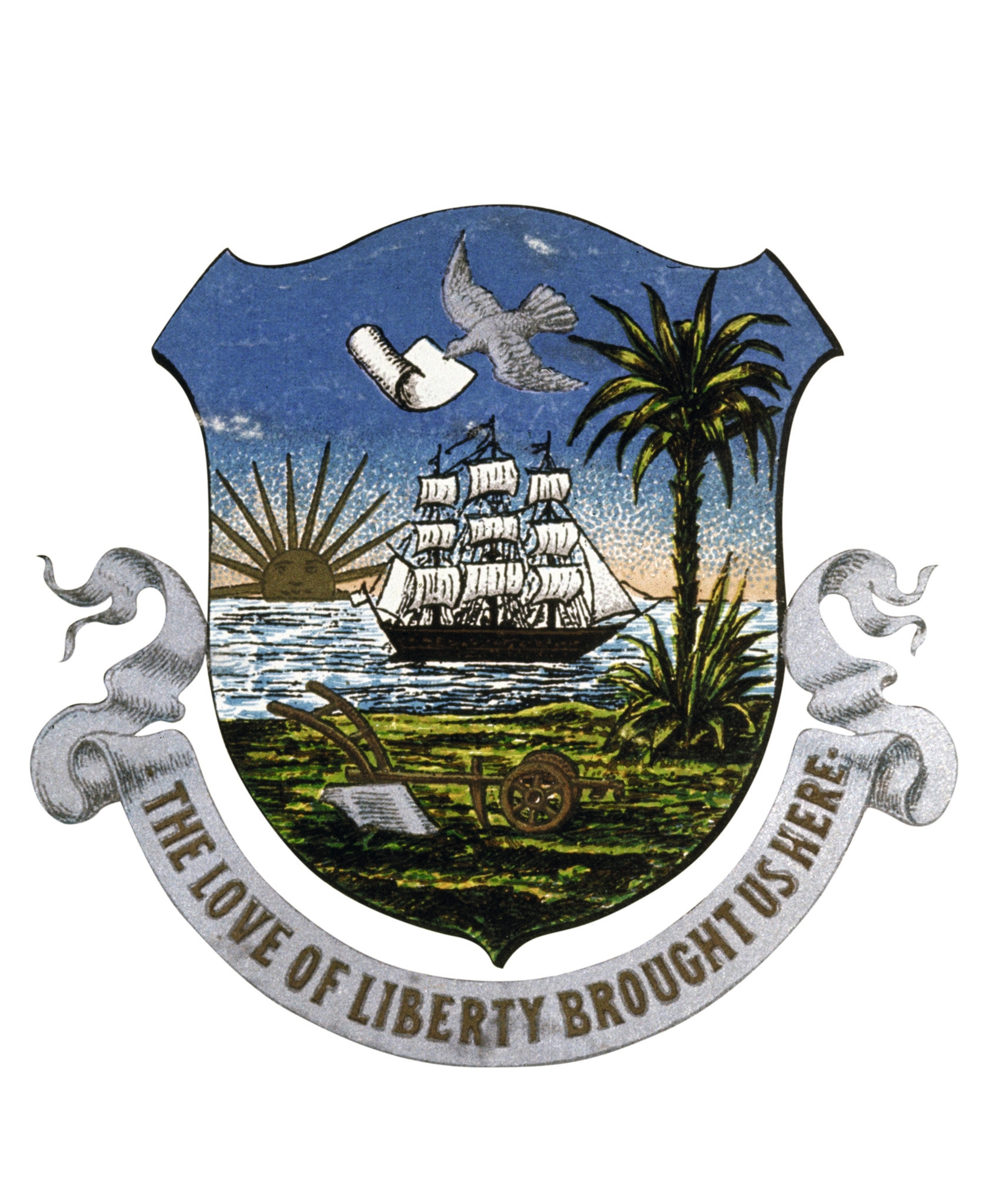The coat of arms and motto of the Republic of Liberia.