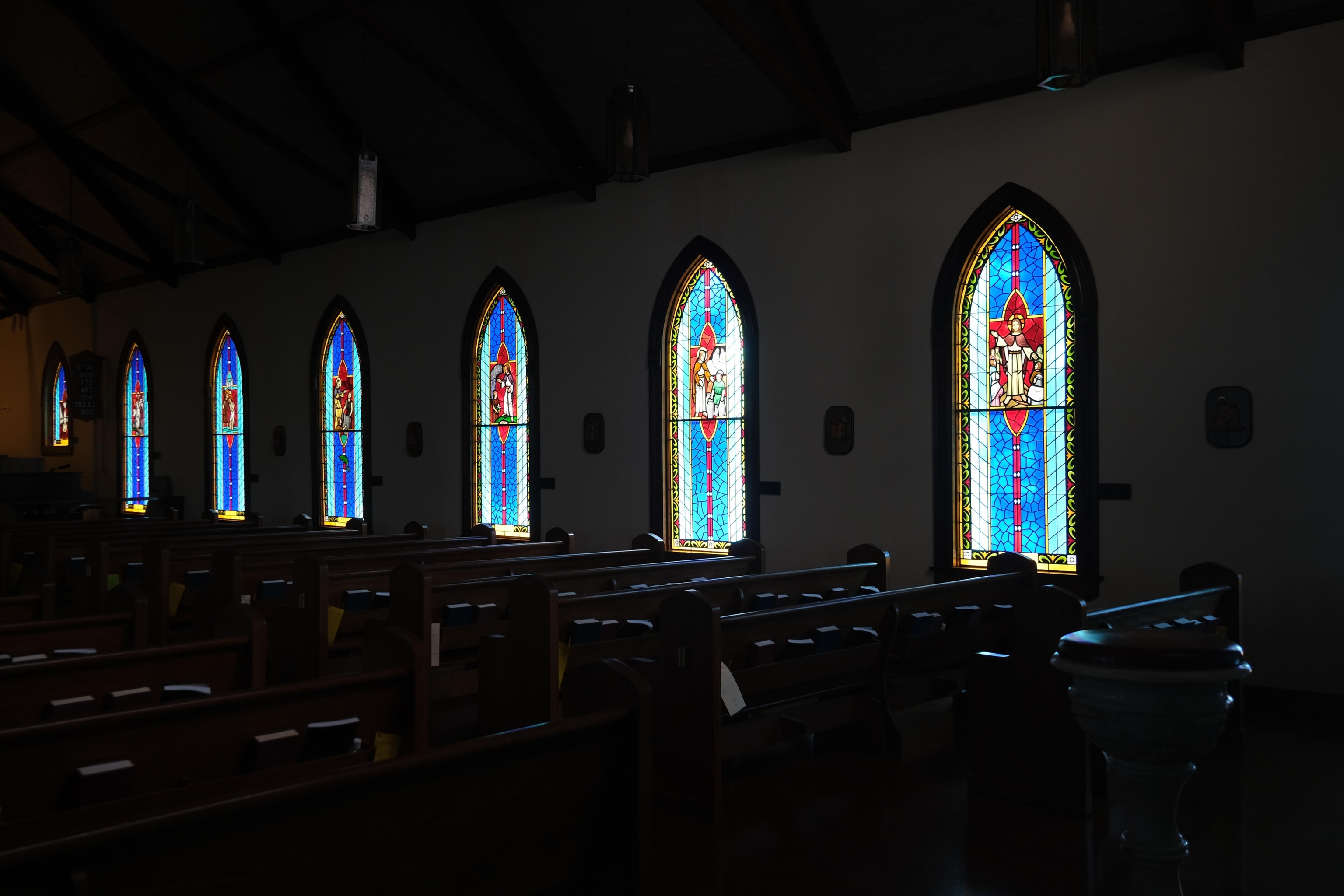 Stained glass windows in a church in Pascagoula Mississippi by Photo Camp Student Amber Thomas. Photo Camp Mississippi was held from May 19-23 in Ocean Springs in partnership with Jackson State University and included students from across the state. Students explored their own culture and the community’s connection to water with support from Photo Camp staff and National Geographic Explorers.