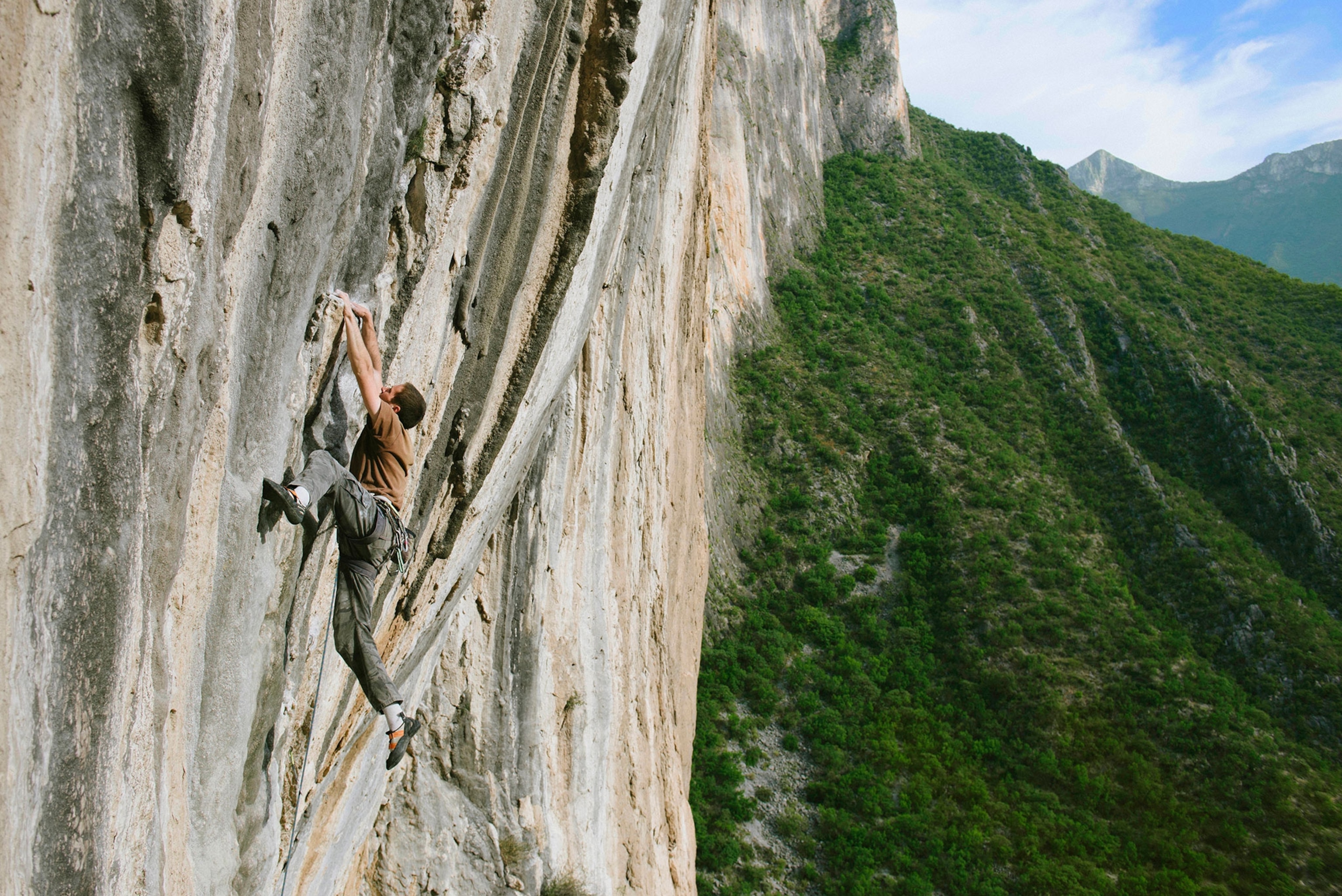 a rock climber on El Portero Chico, Monterrey, Mexico
