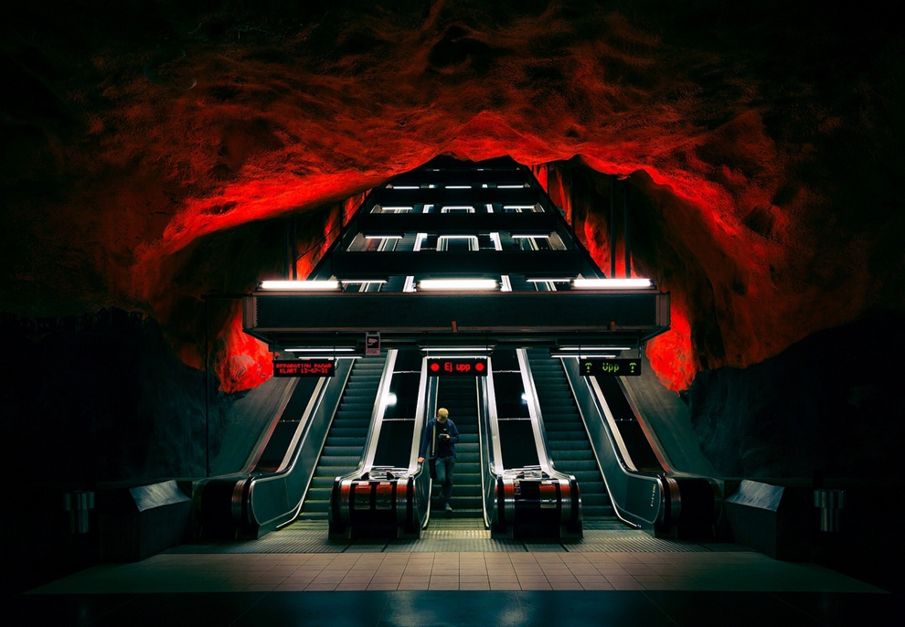 an escalator in Stockholm, Sweden