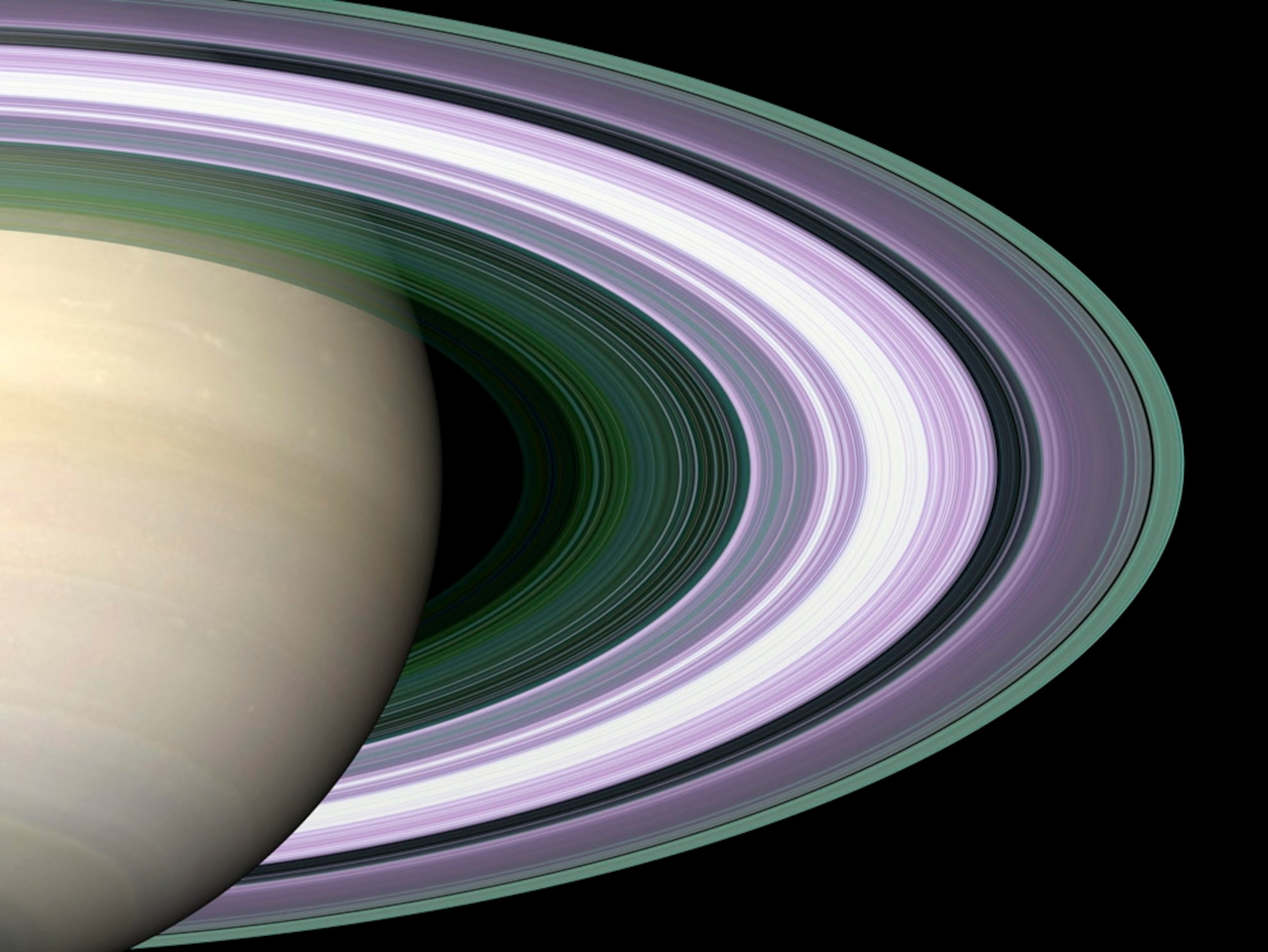 A false-color image of Saturn's rings.