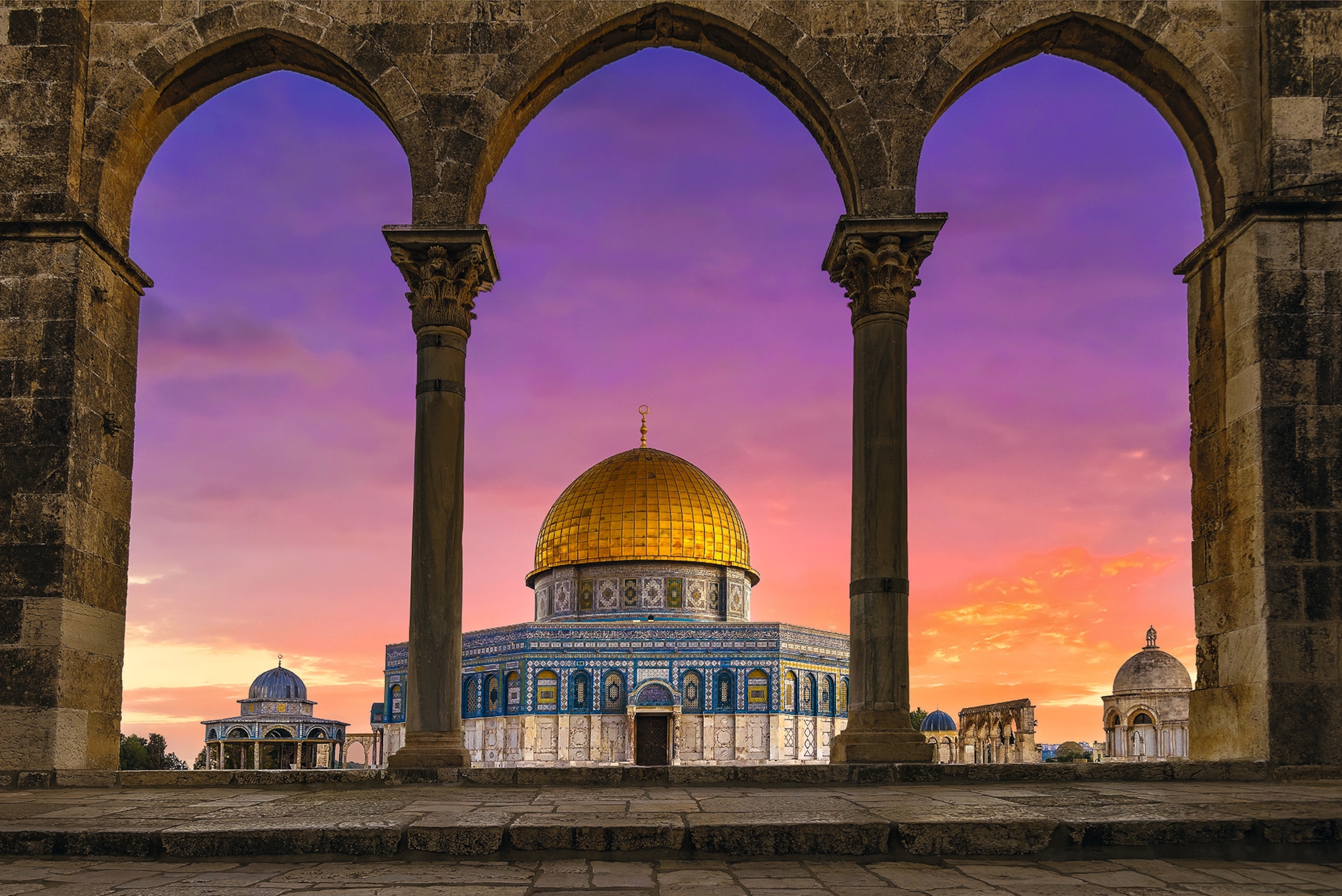 The Dome of the Rock, from which Prophet Muhammad is said to have ascended to heaven, now stands on the Temple Mount in Jerusalem.