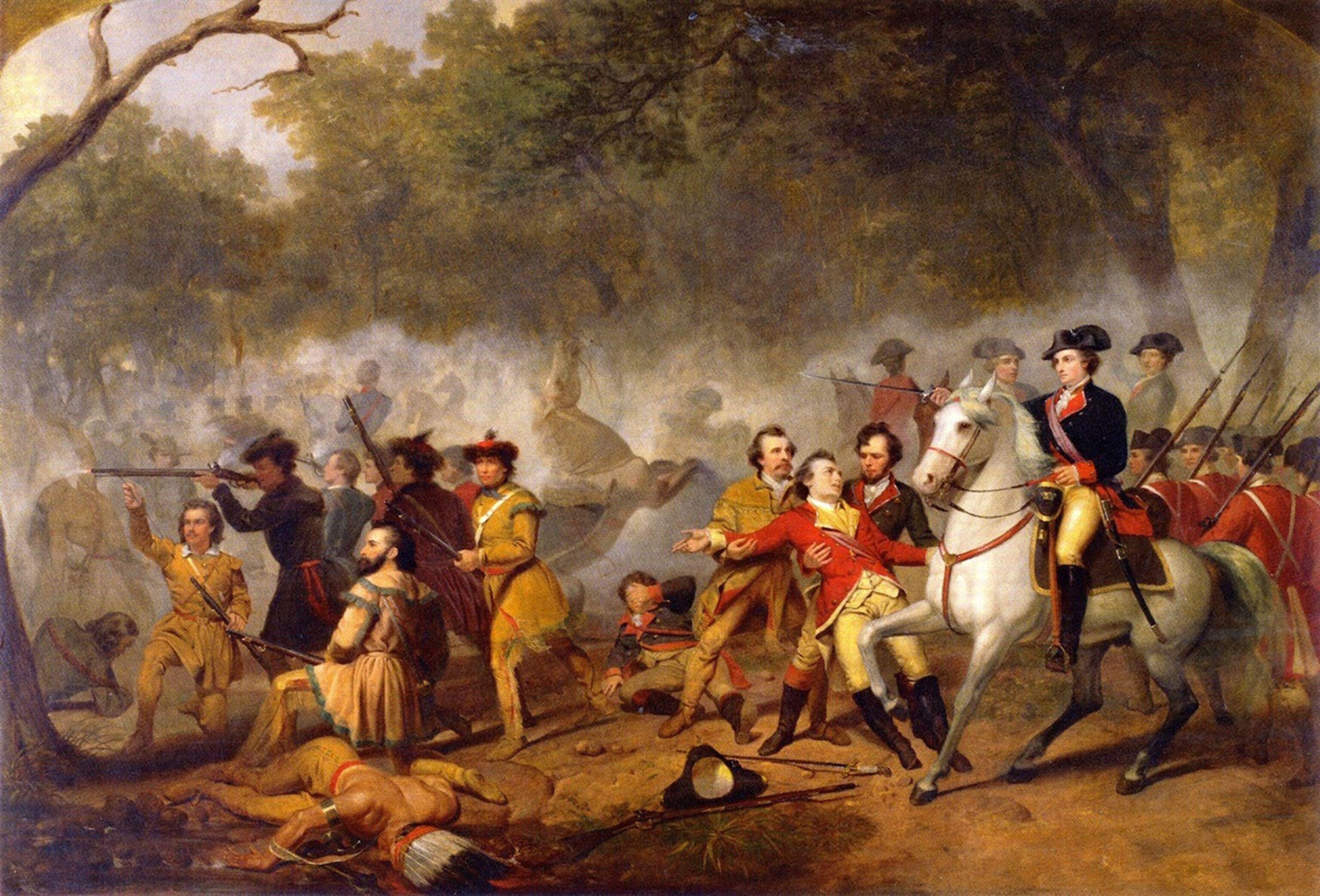 A group of soldier in the woods.