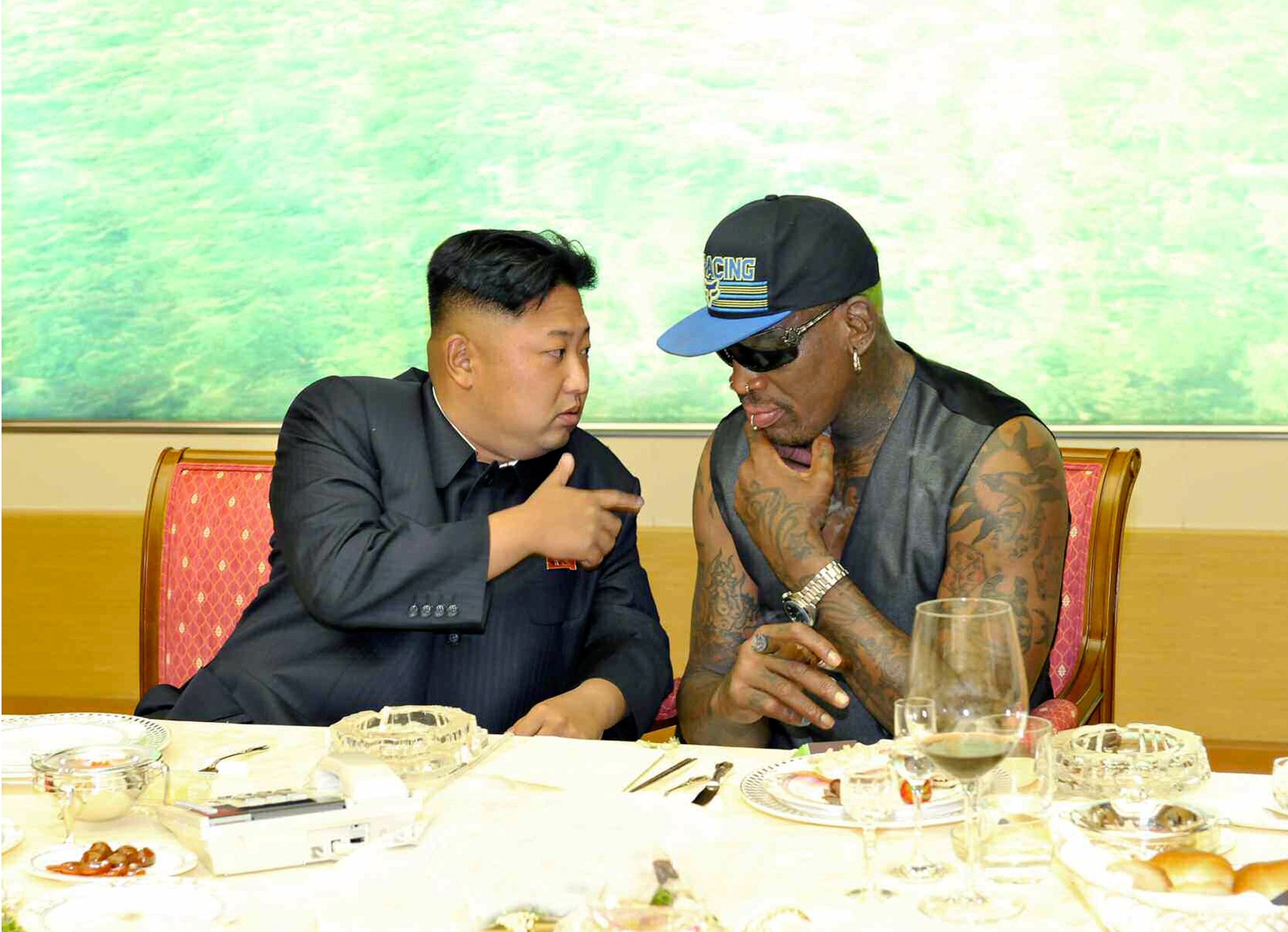 North Korean leader Kim Jong-unmeets with former NBA star Dennis Rodman in Pyongyang, North Korea.