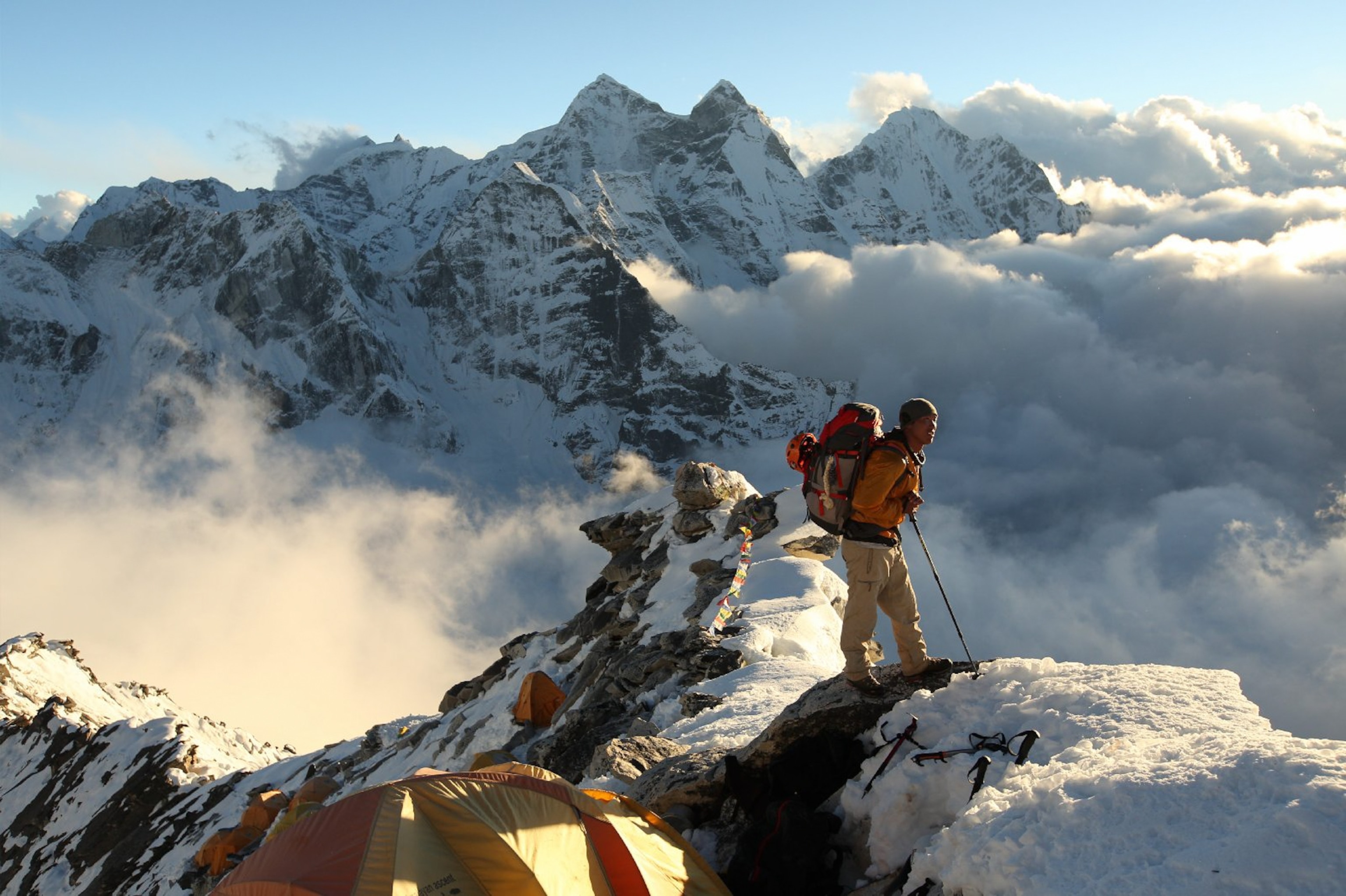 Danuru Sherpa, climbing guide and 16 time Everest Summiter, at Ama Dablam Camp 1 (20,000ft)