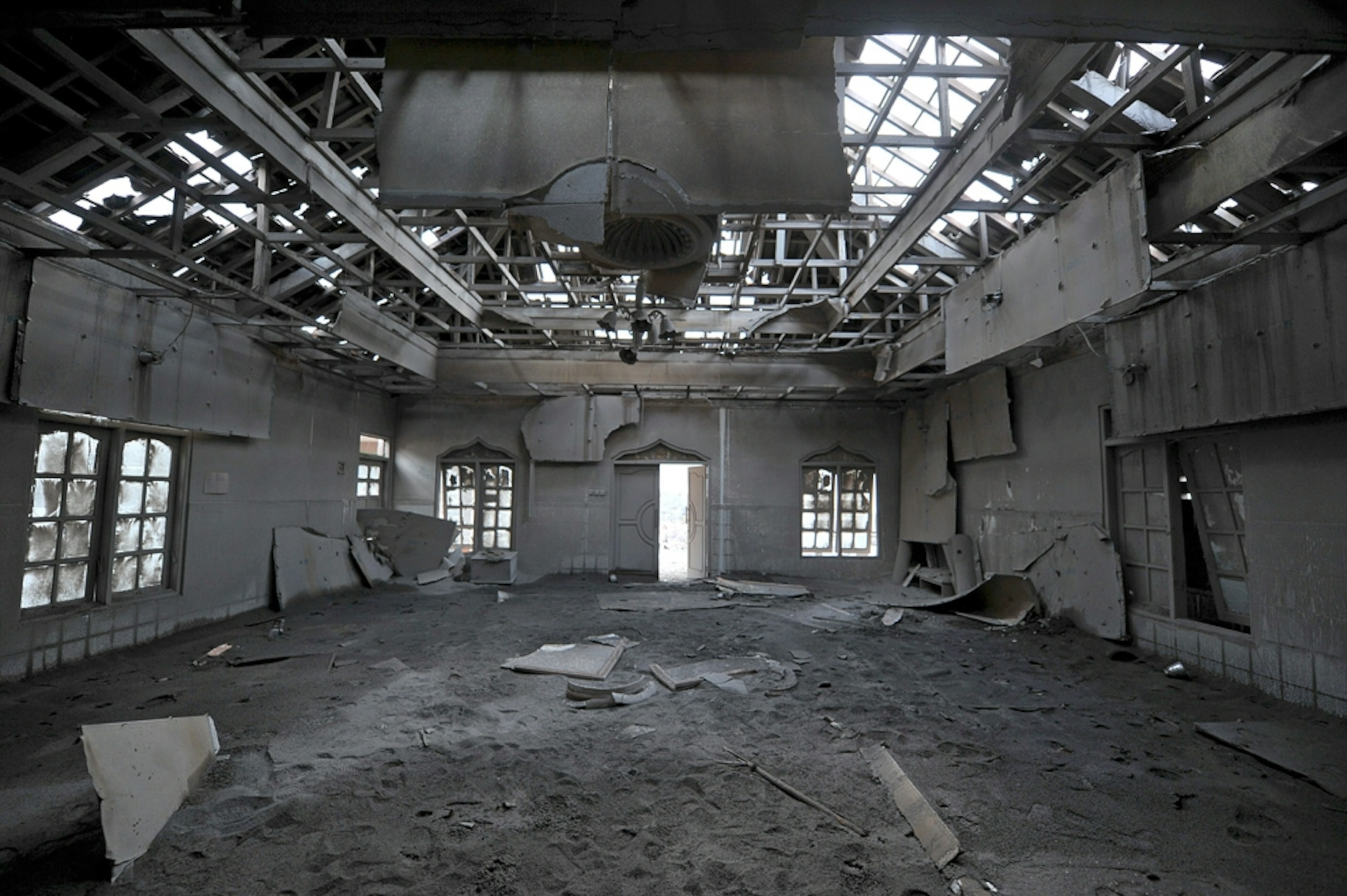 a mosque that was badly damaged by the Indonesian Mount Merapi volcano eruption.