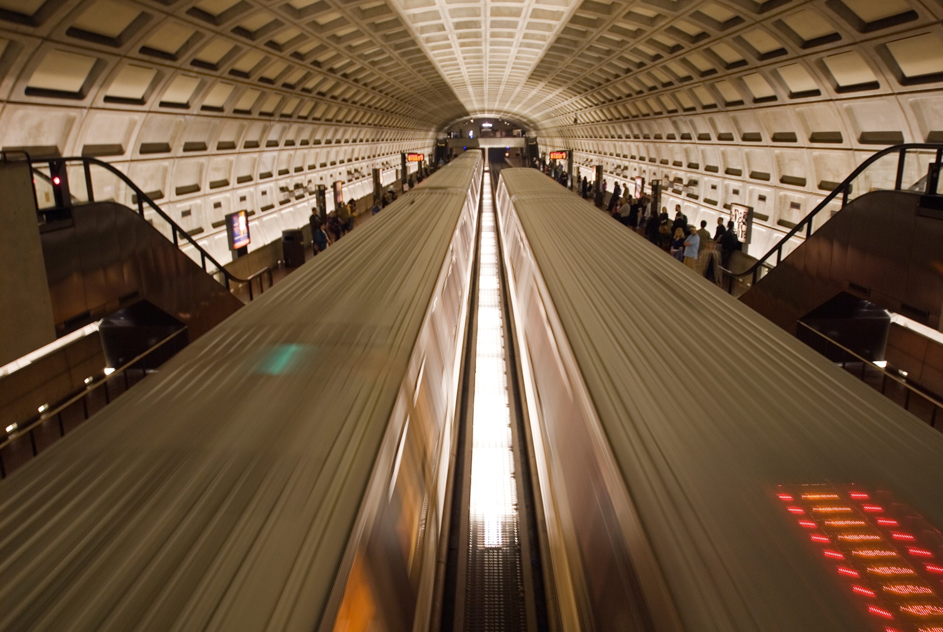 trains departing from the Dupont Circle Station on the Washington D.C. Metro