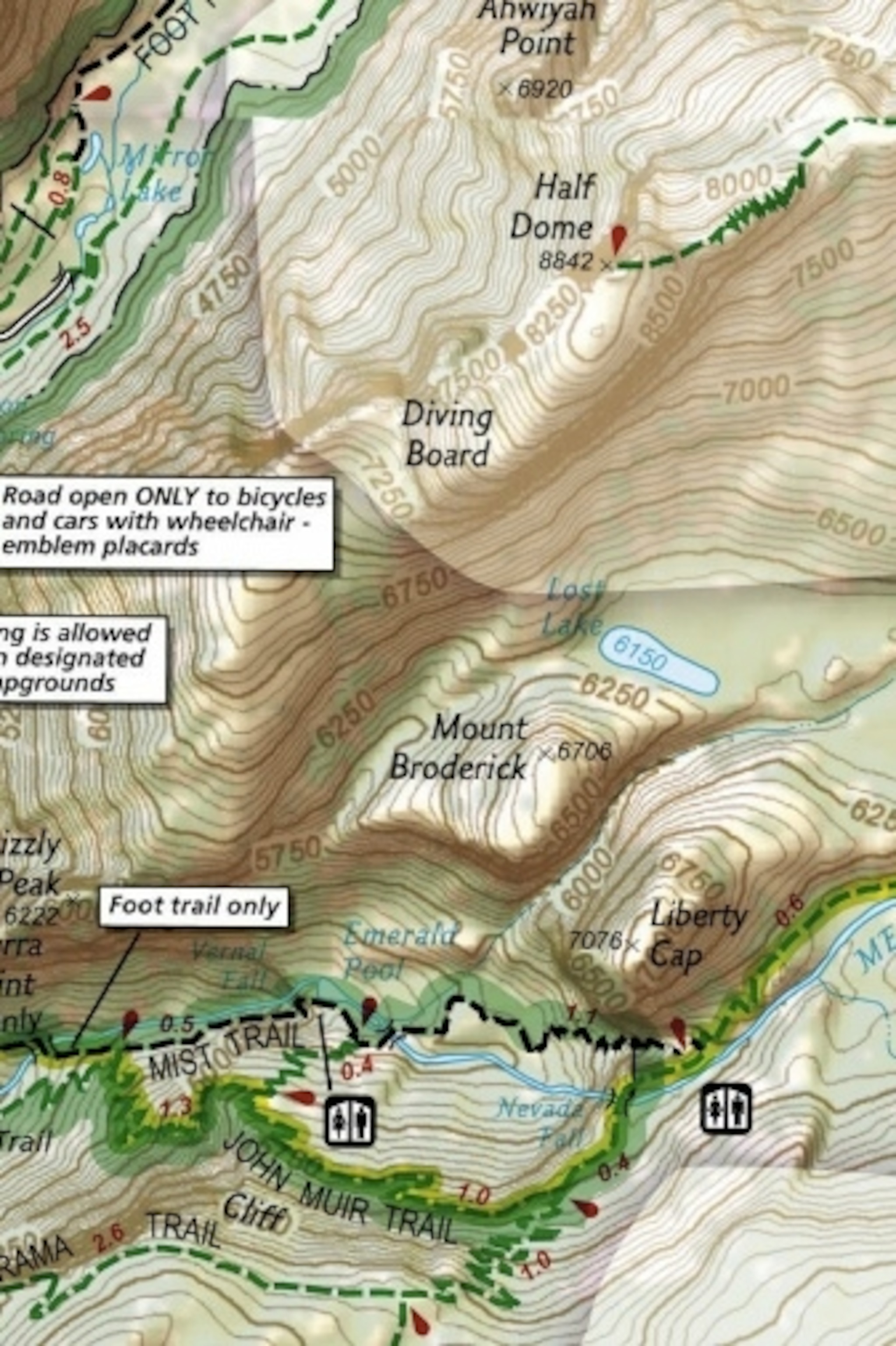 yosemite mist trail map
