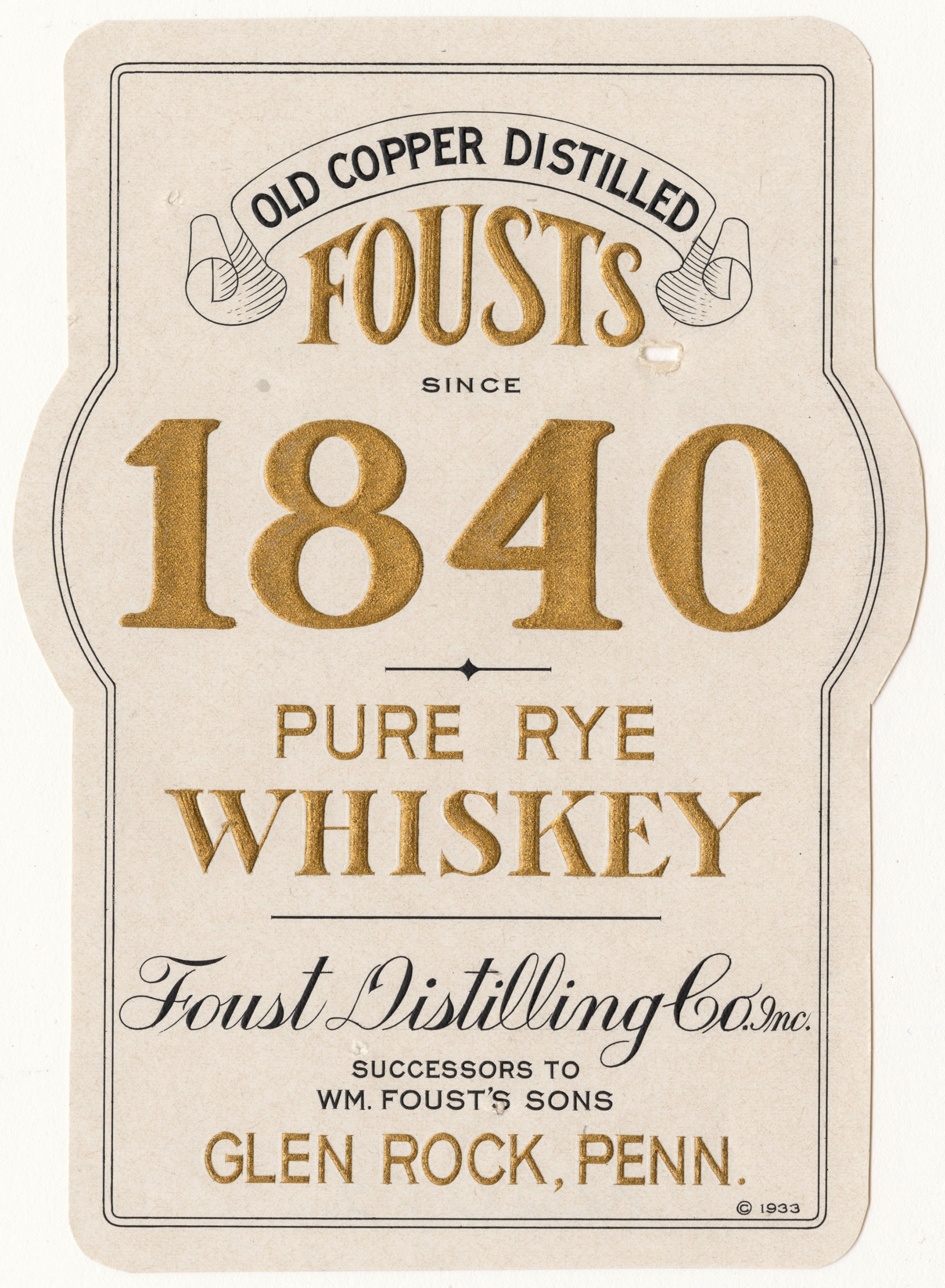 Foust’s 1840 Pure Rye Whiskey