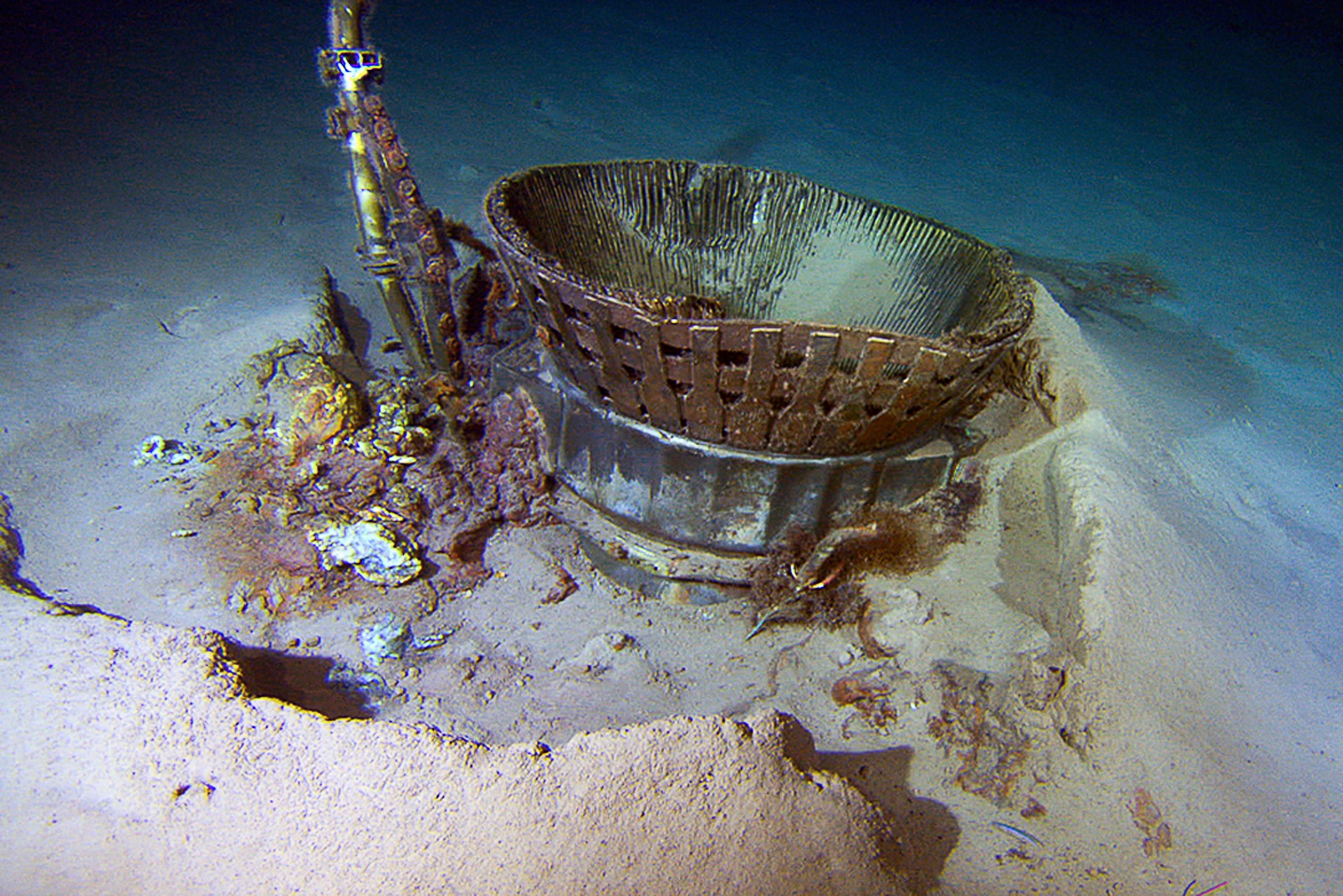Rocket Engines - A picture of an F-1 thrust chamber on the ocean floor