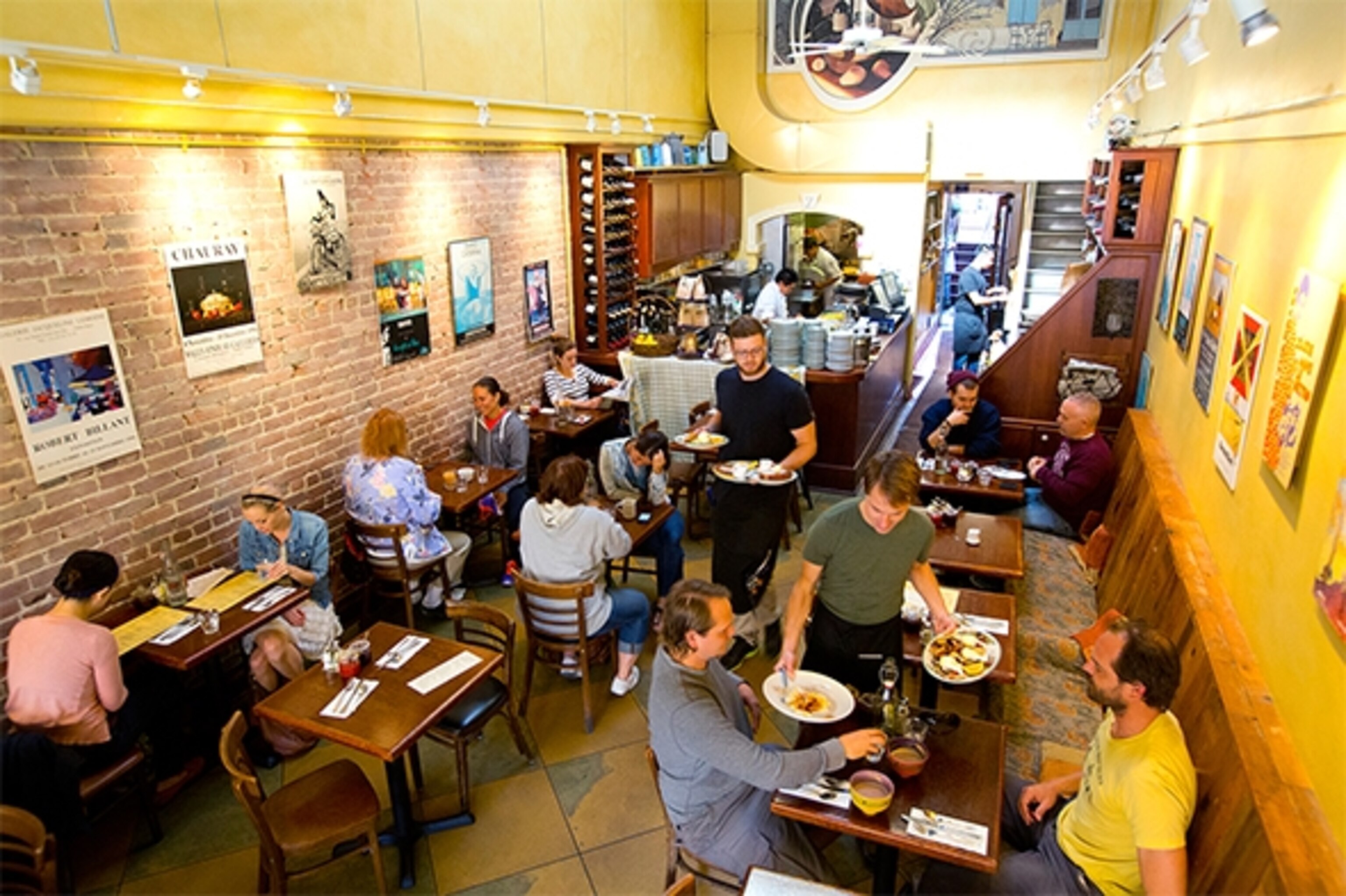 Zazie, in village-like Cole Valley, has been a local favorite for brunch for more than 20 years, and is famous for its pancakes and many variations of eggs Benedict. (Photograph by Catherine Karnow)