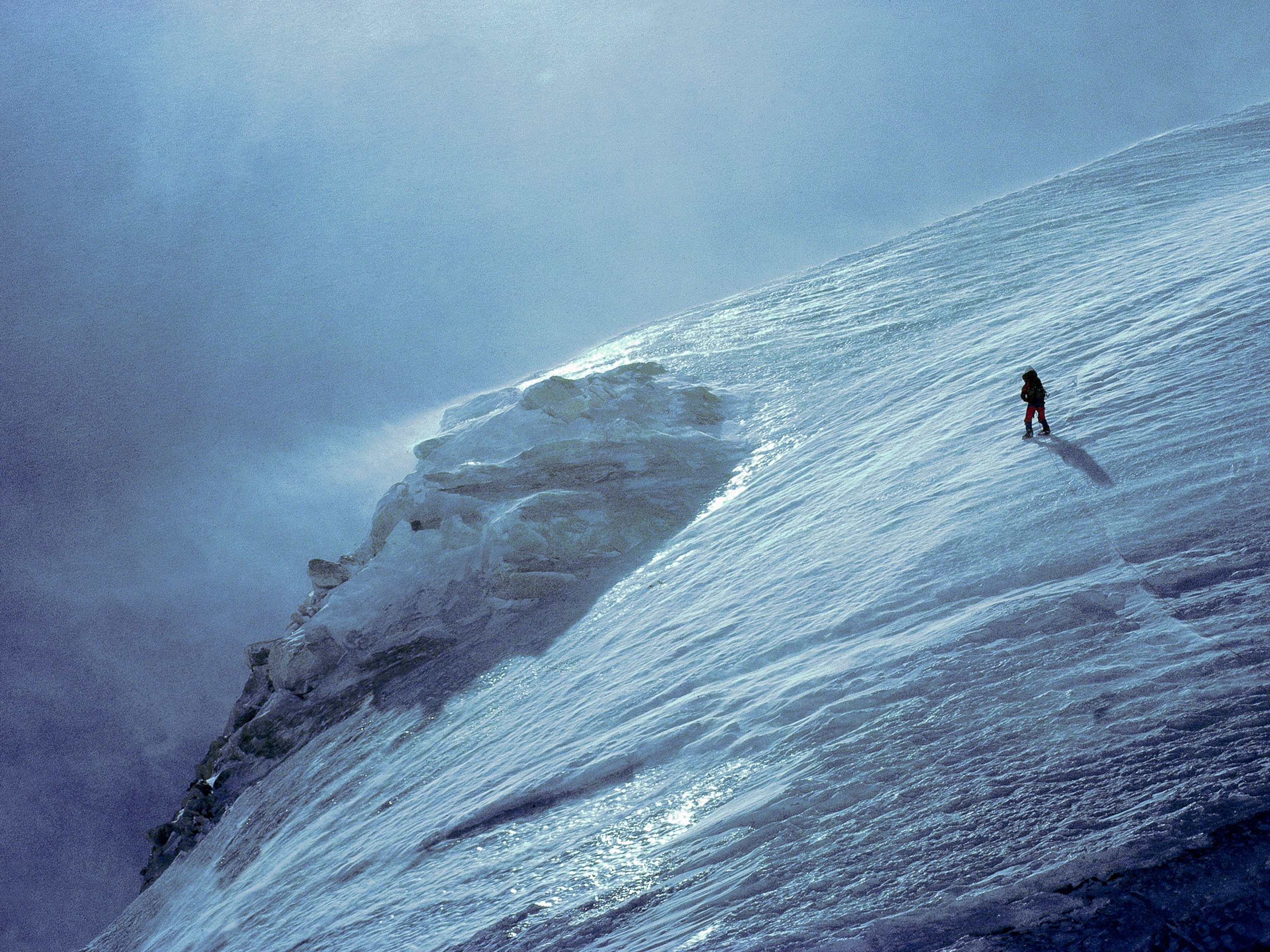 A climber on the west ridge of Mount Everest.
