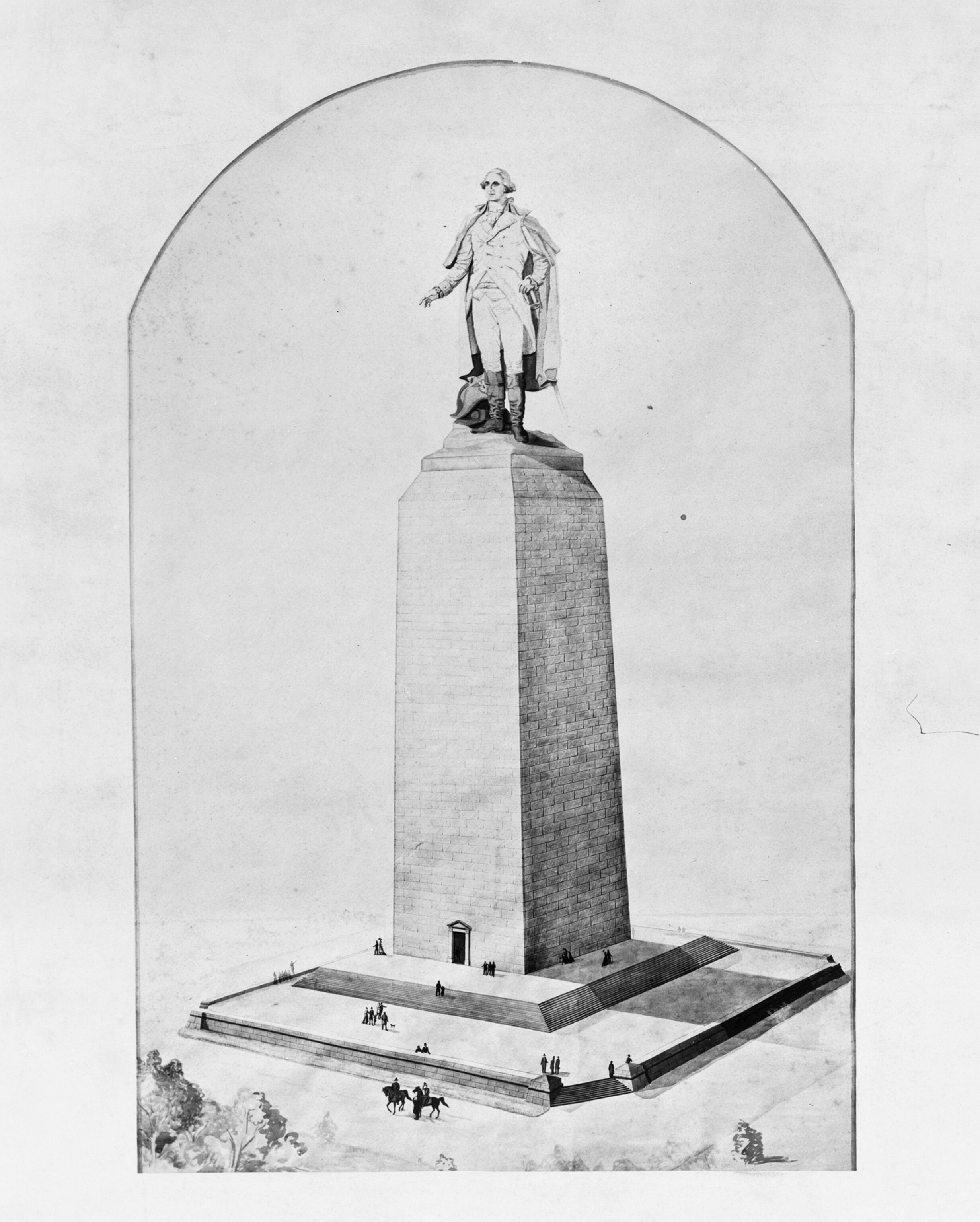 Washington's Other Monuments - A drawing of an alternate proposal of the Washington Monument.