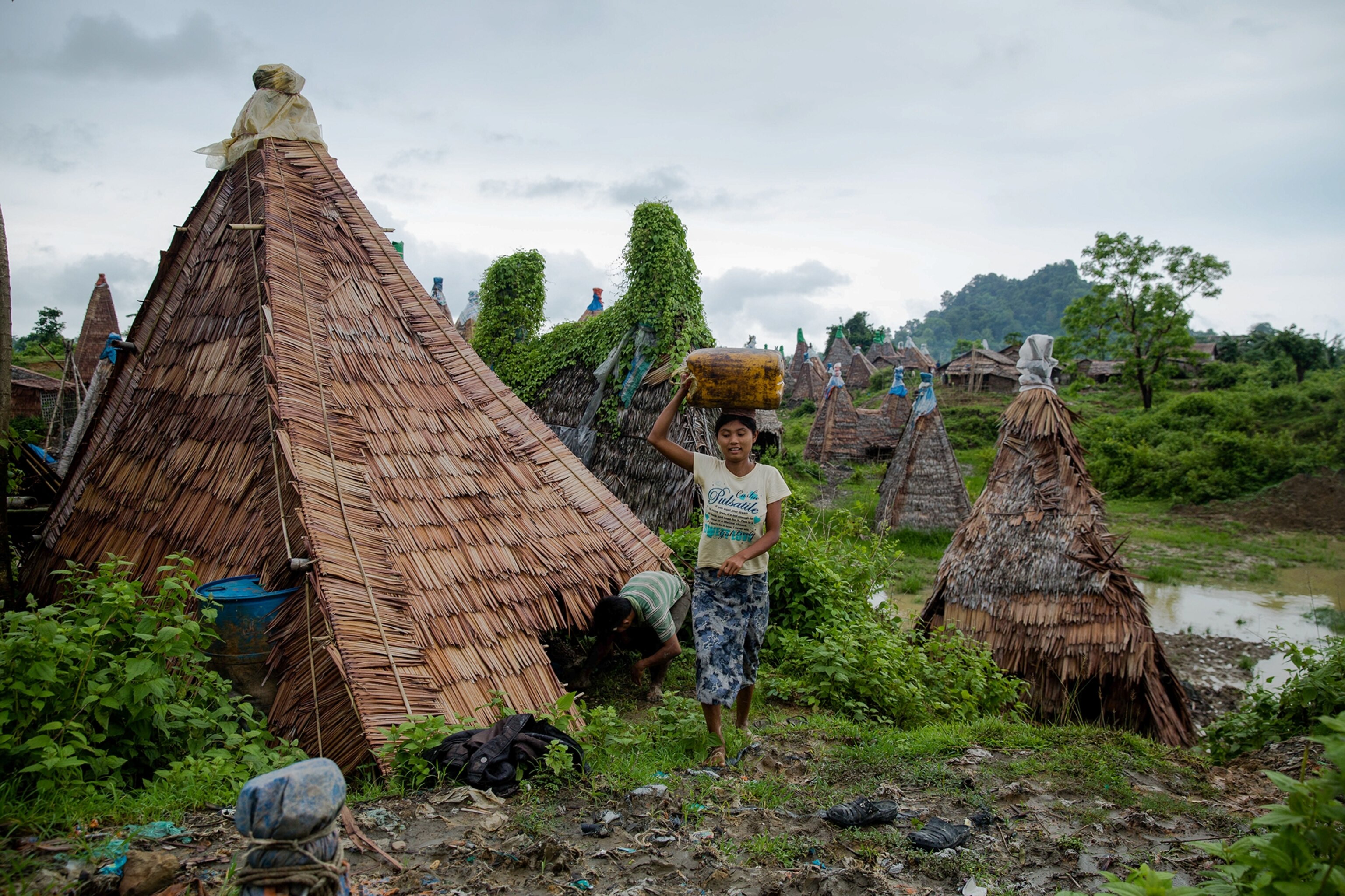 a boatman steering through a mangrove swamp near the start of a 1,500 mile oil pipeline from the Bay of Bengal to China's Yunan province.