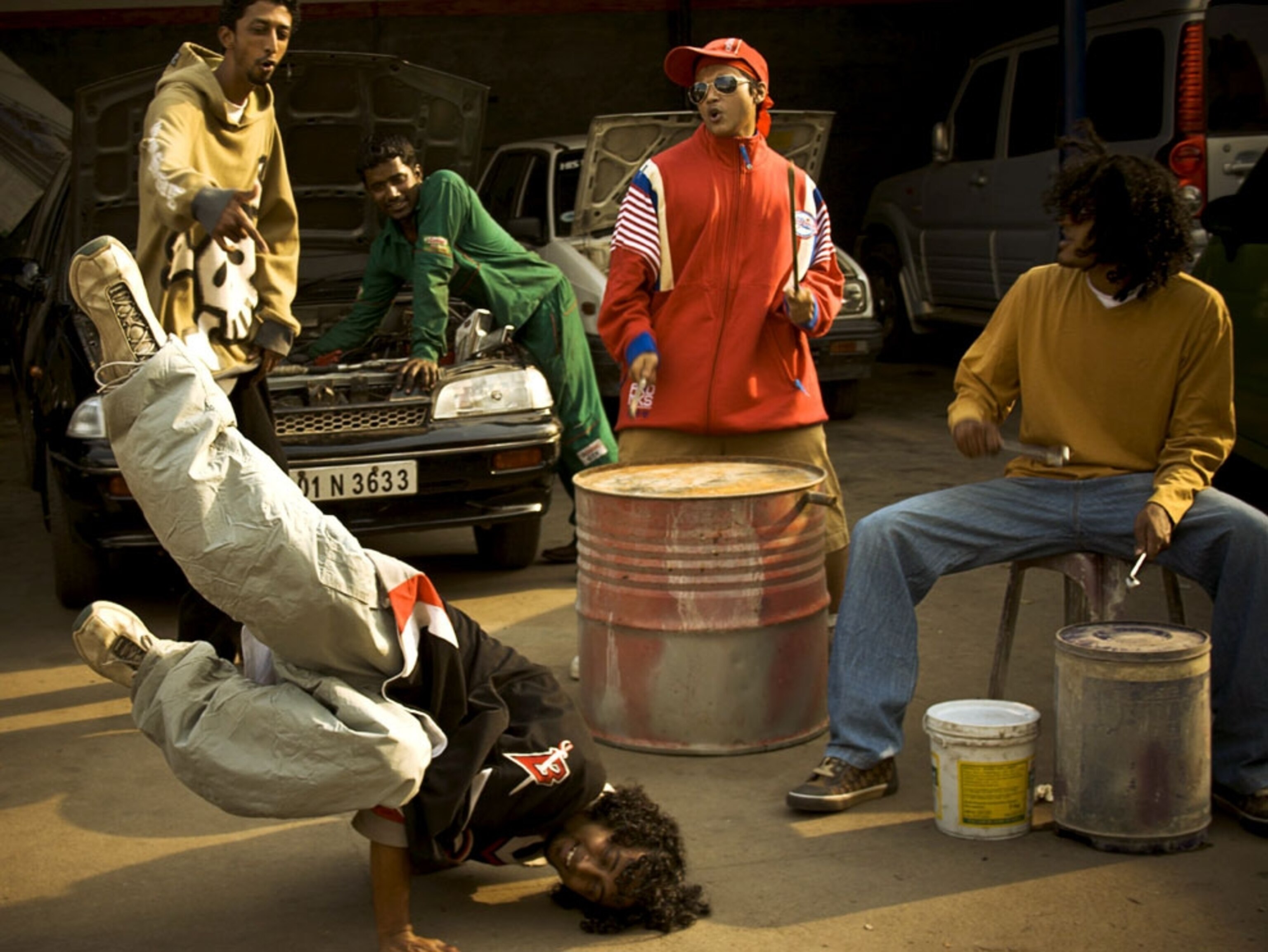 Hip hop band performing