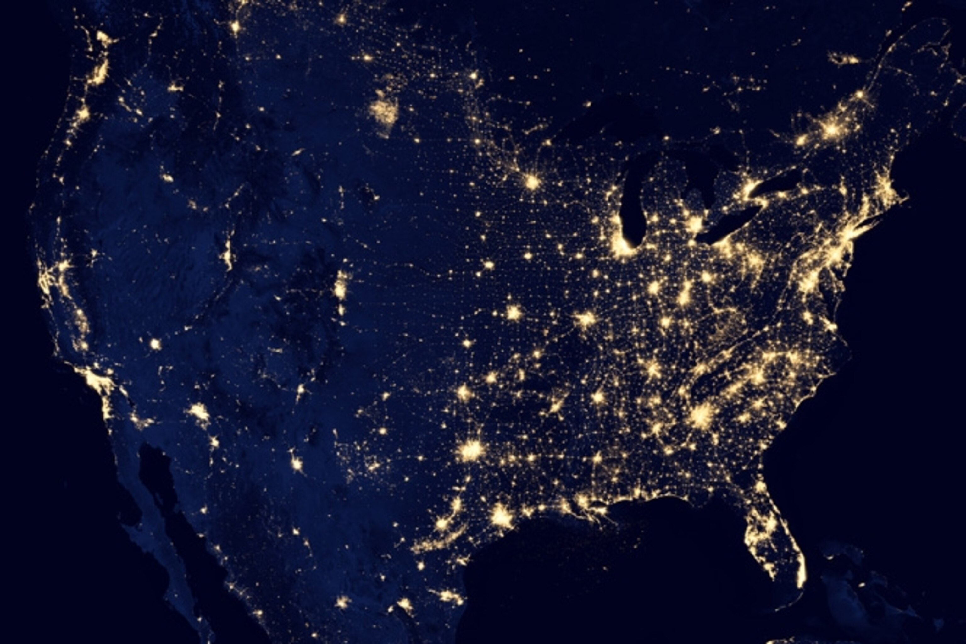 North America at night from NASA Earth Observatory