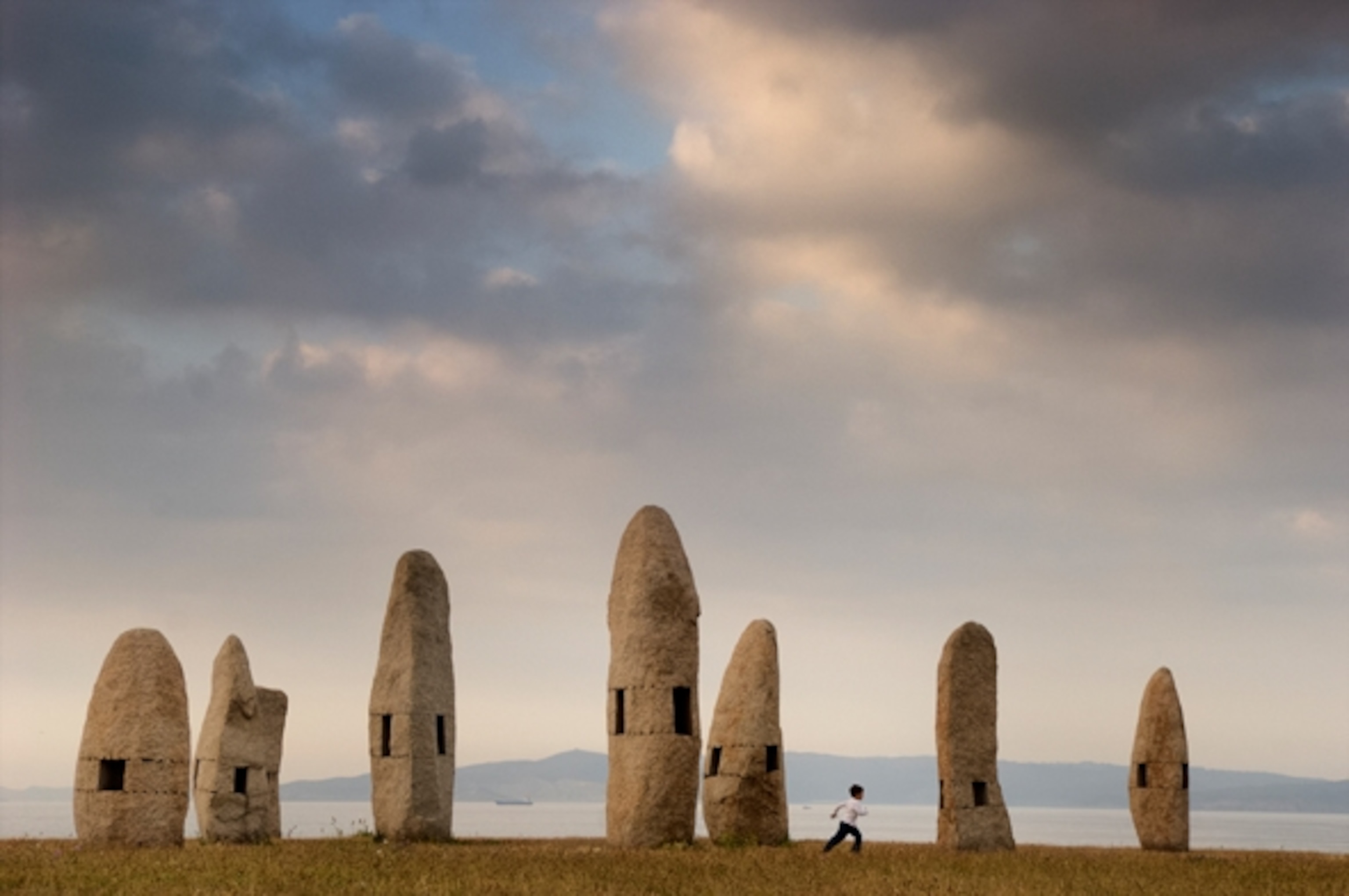 Menhir stones erected along the coast in A Corona in 1994 hark back to Celtic times. (Photograph by Jim Richardson)