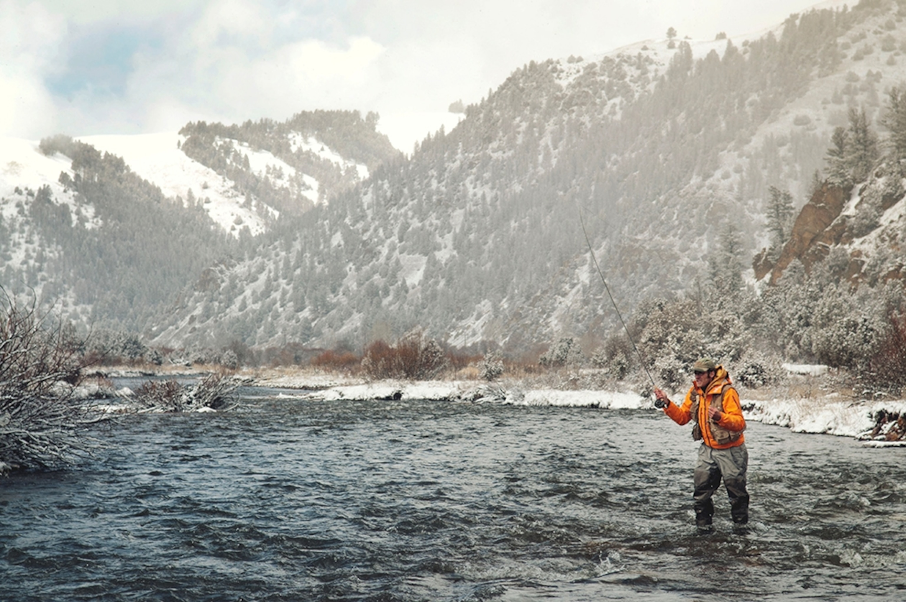 a man fly-fishing near Philipsburg, Montana