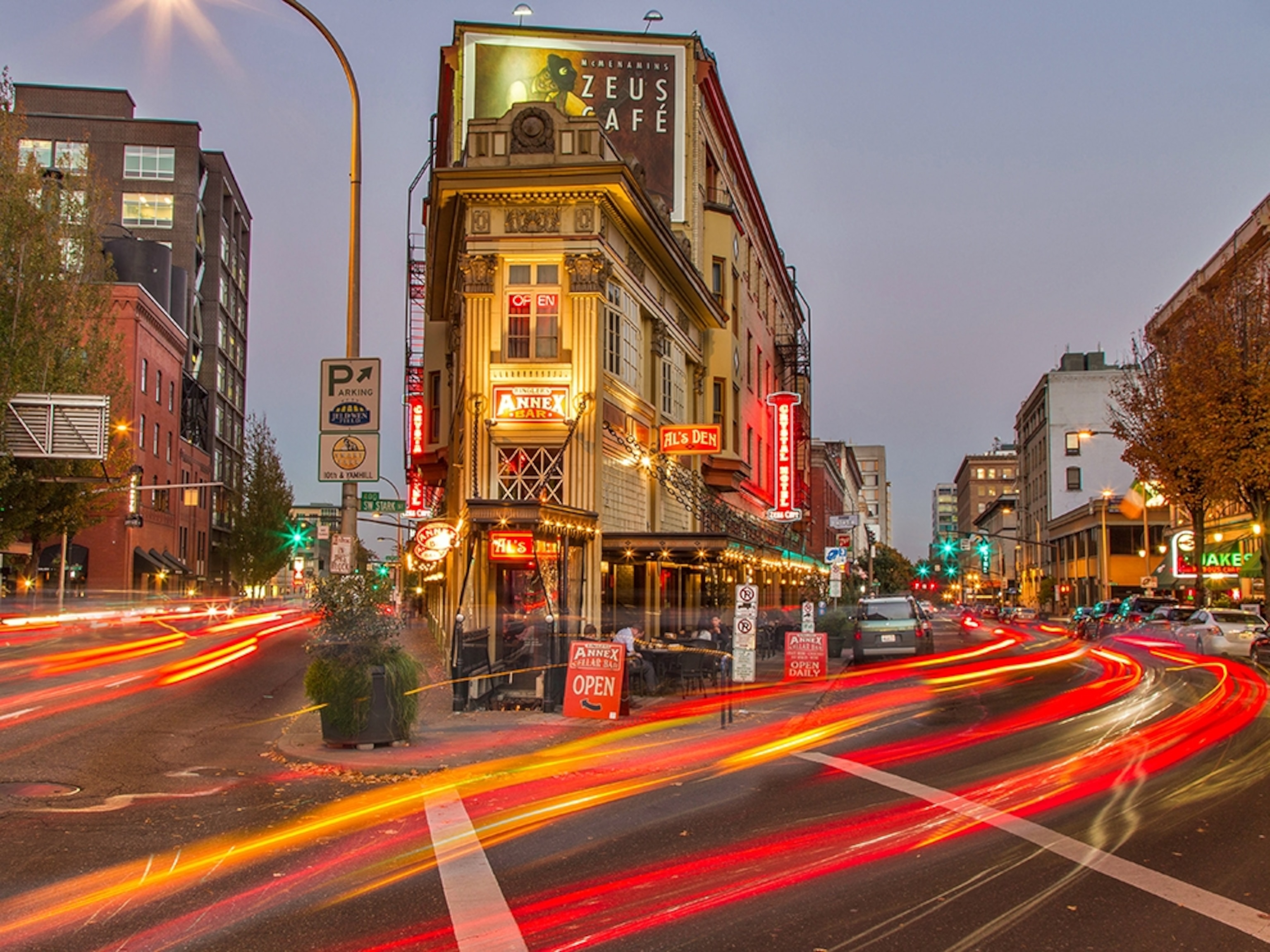 traffic near an intersection in the Pearl District, Portland, Oregon