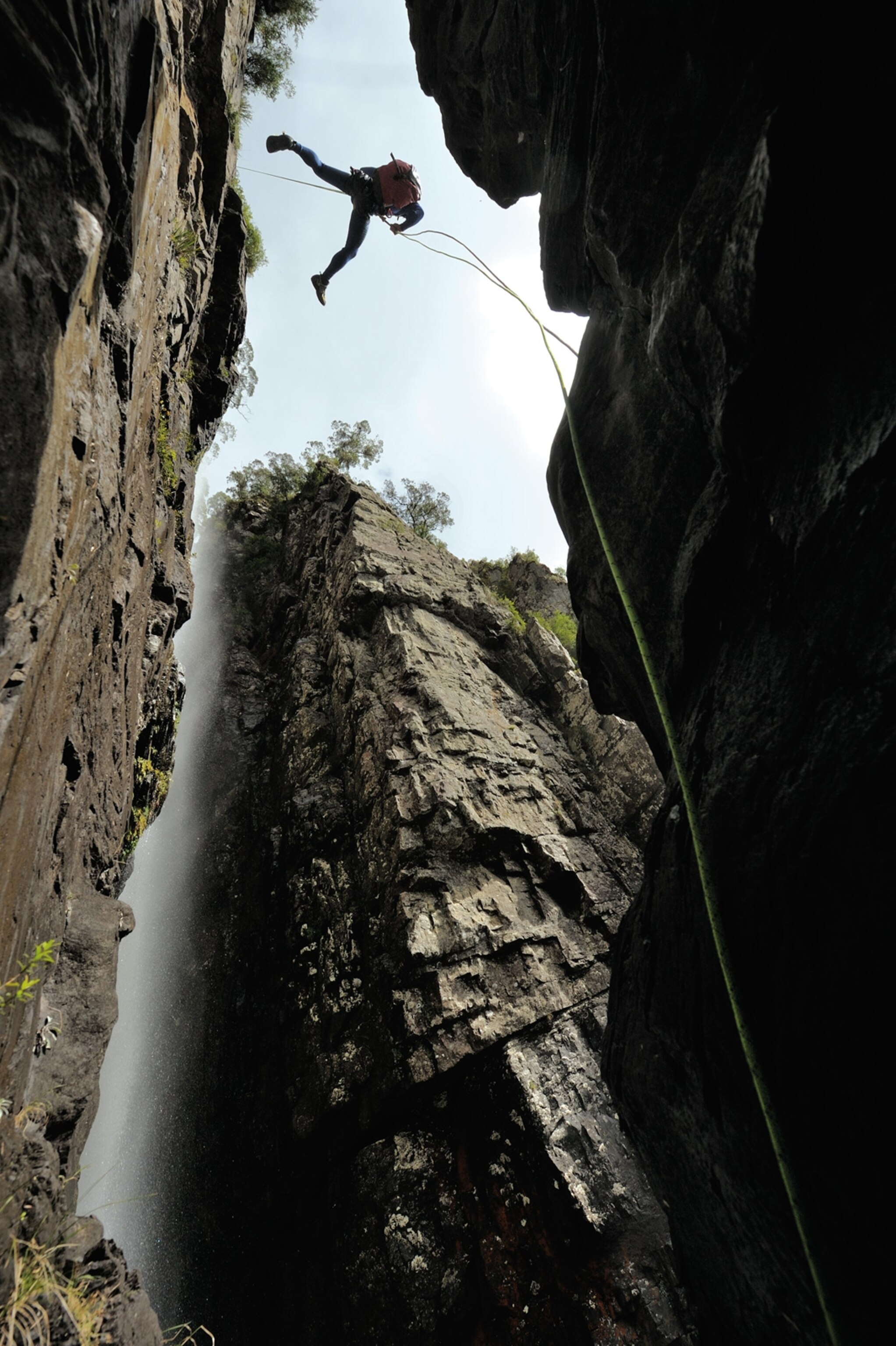 Mark Jenkins making one of 14 rope descents in Kanangra Main