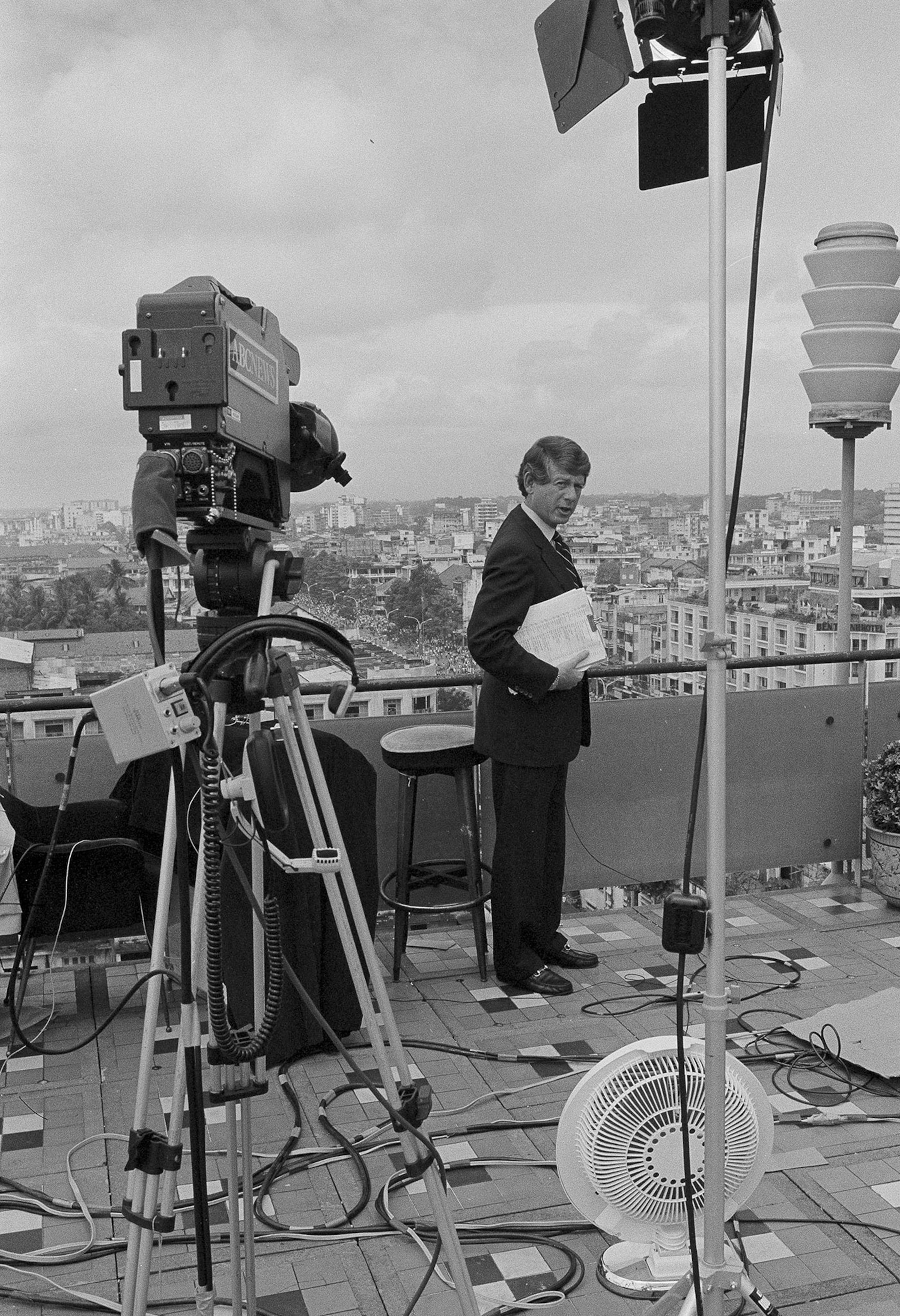 Ted Koppel reporting in the field