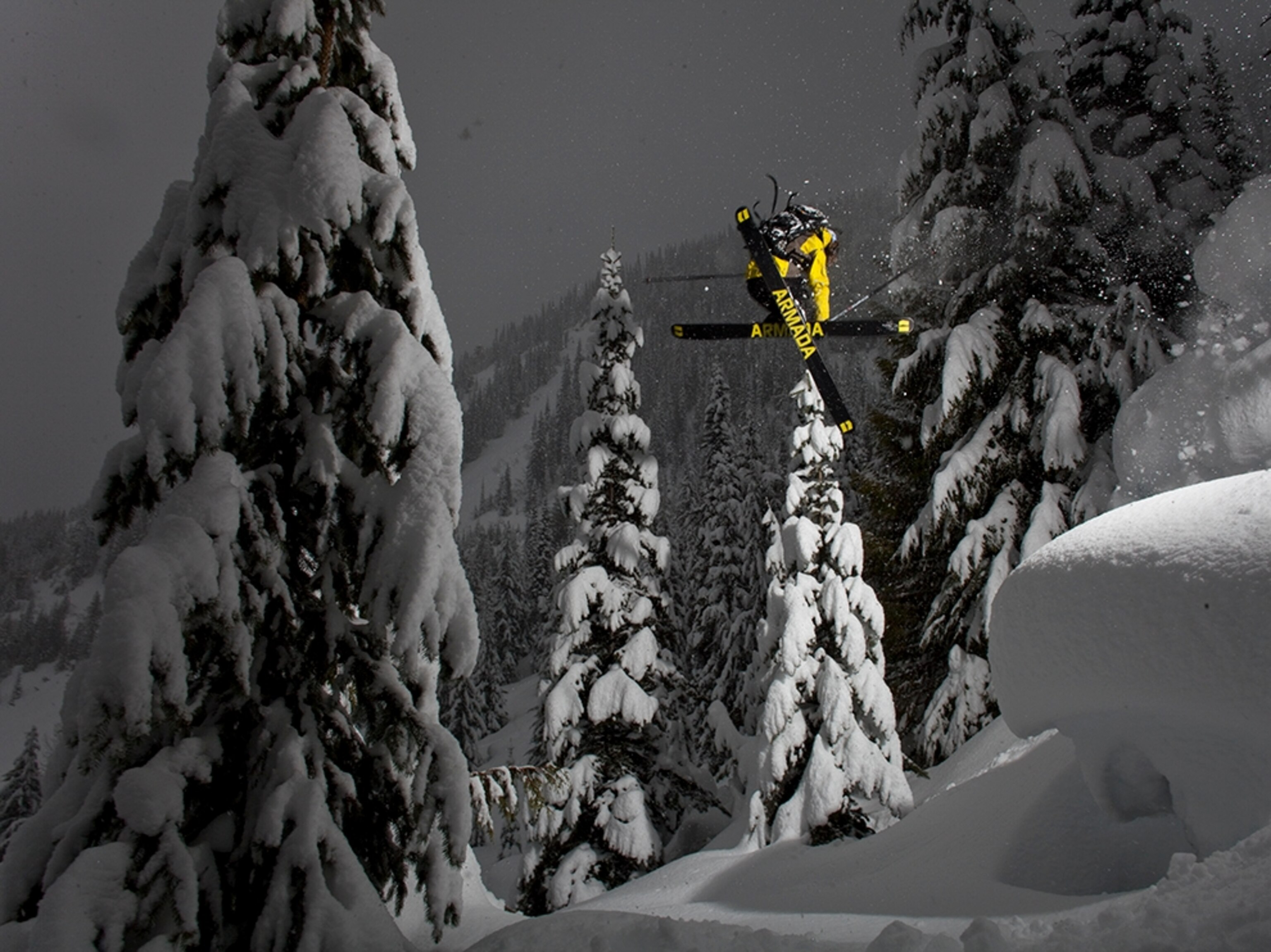 JP Auclair skiing at night