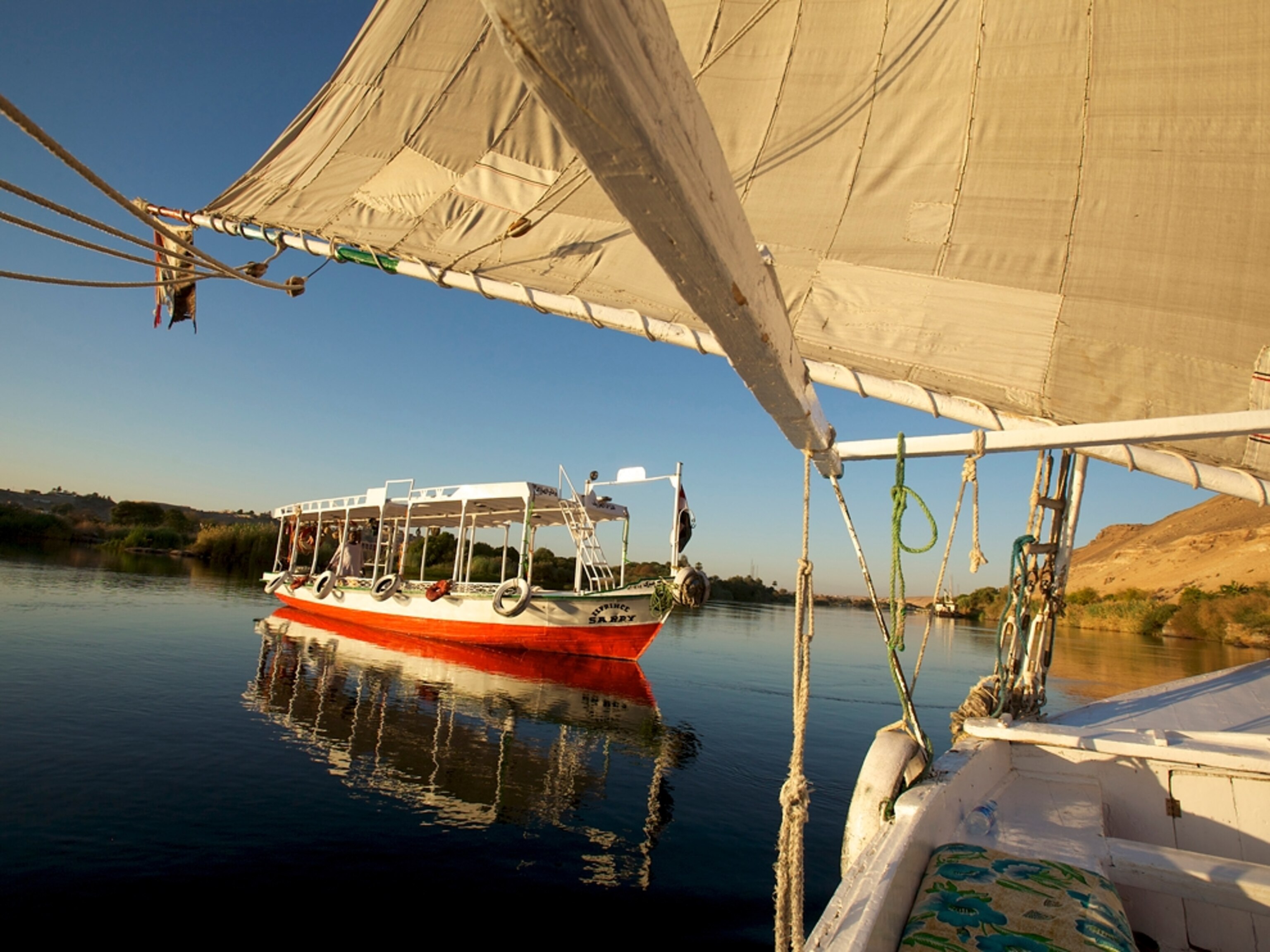 Traditional Egyptian felucca boats